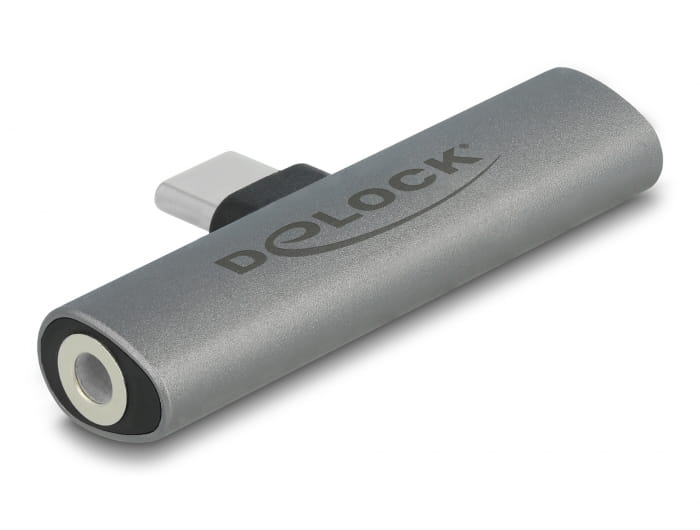 Delock USB-C zu Kopfhöreranschluss / Ladeadapter - USB-C männlich zu USB-C, Mini-Stecker weiblich - Grau - USB Power Delivery (60W)