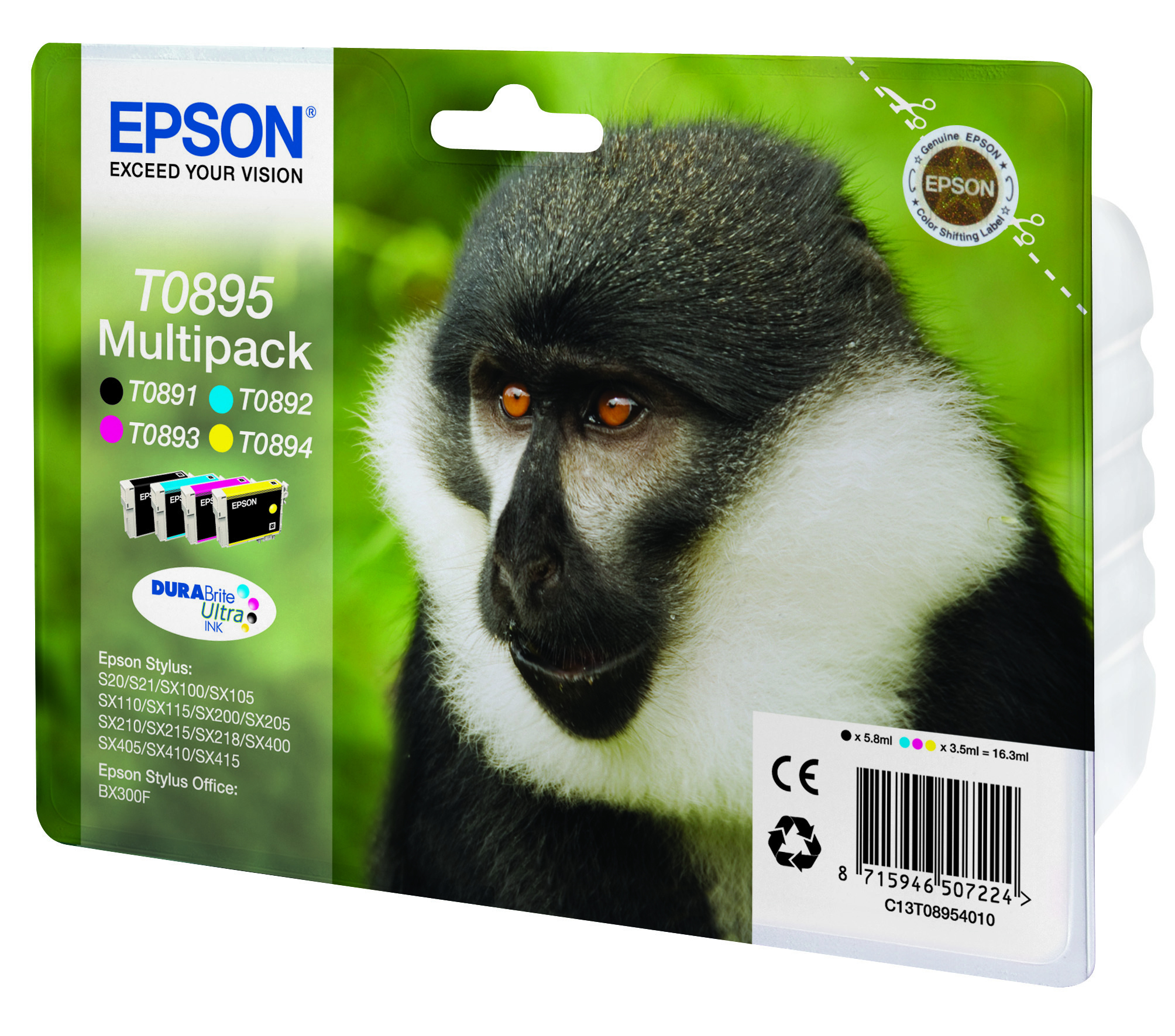 Epson T0895 Multipack - 4er-Pack - Schwarz, Gelb