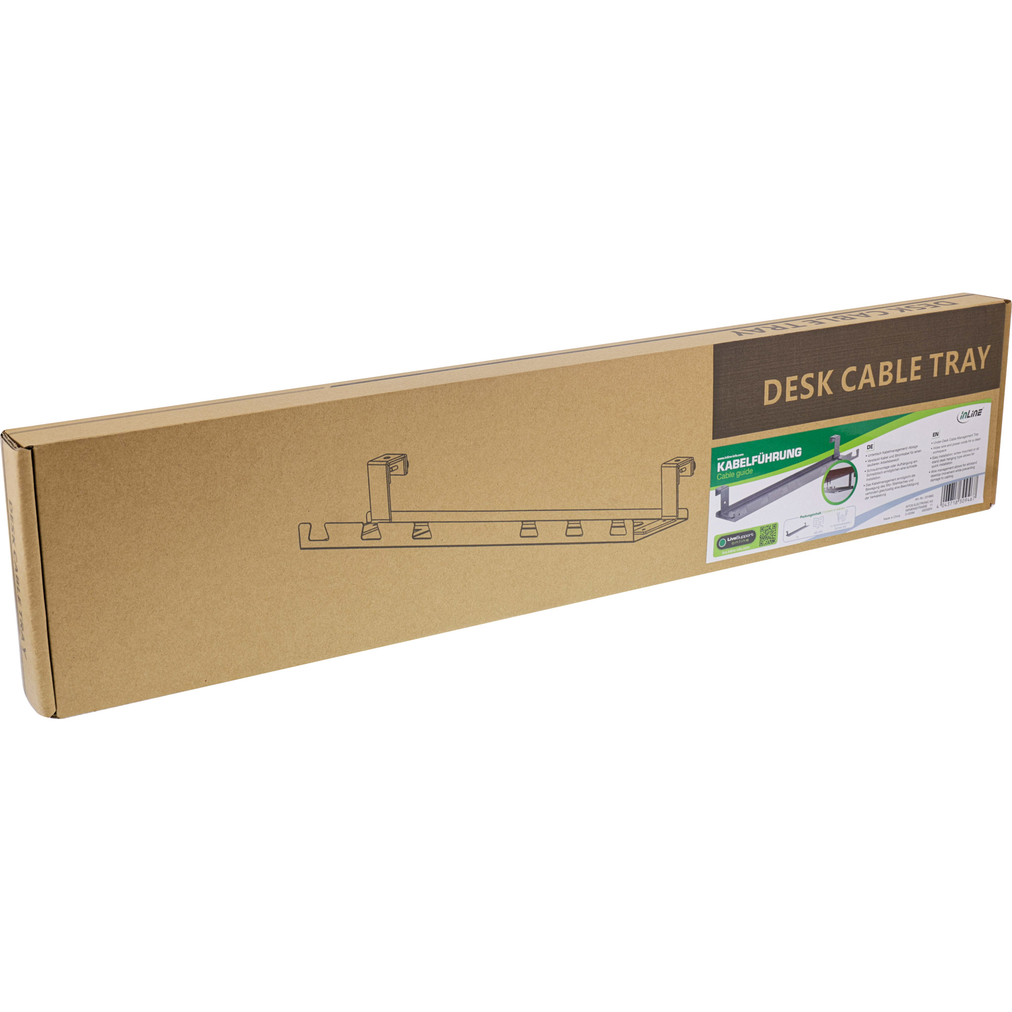 InLine Kabelführung/Ablage für Untertisch-Montage - grau