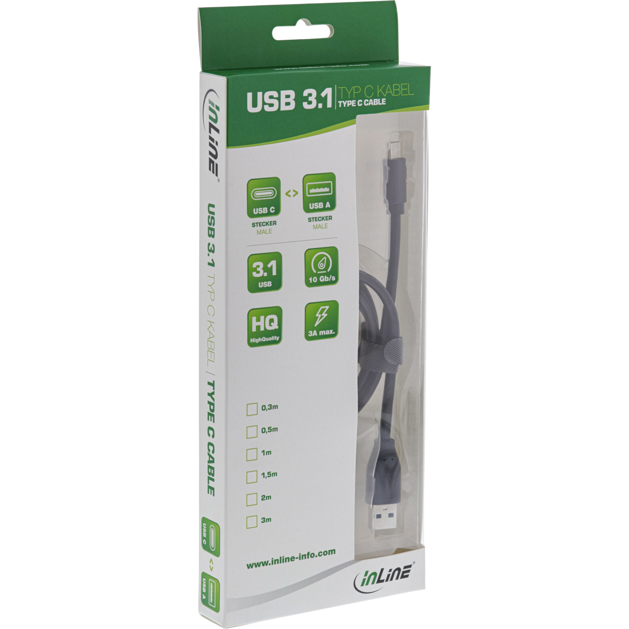 InLine 100er B-Pack USB 3.2 Kabel - USB-C Stecker an USB-A Stecker - schwarz - 1m