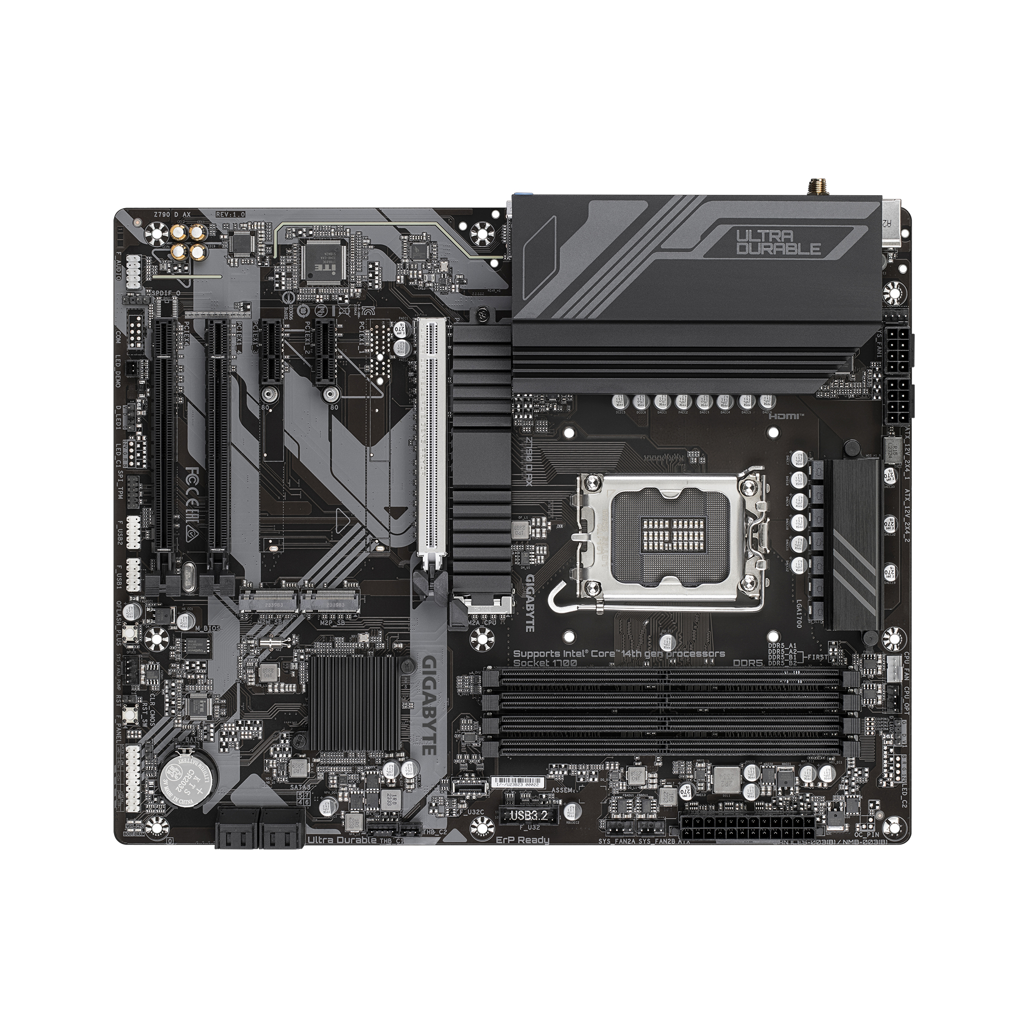 Gigabyte Z790 D AX - 1.0 - Motherboard - ATX - LGA1700 Sockel - Z790 Chipsatz - USB-C 3.2 Gen2, USB-C 3.2 Gen 1, USB 3.2 Gen 2, USB 3.2 Gen 1 - 2.5 Gigabit LAN, Wi-Fi 6, Bluetooth - Onboard-Grafik (CPU erforderlich)