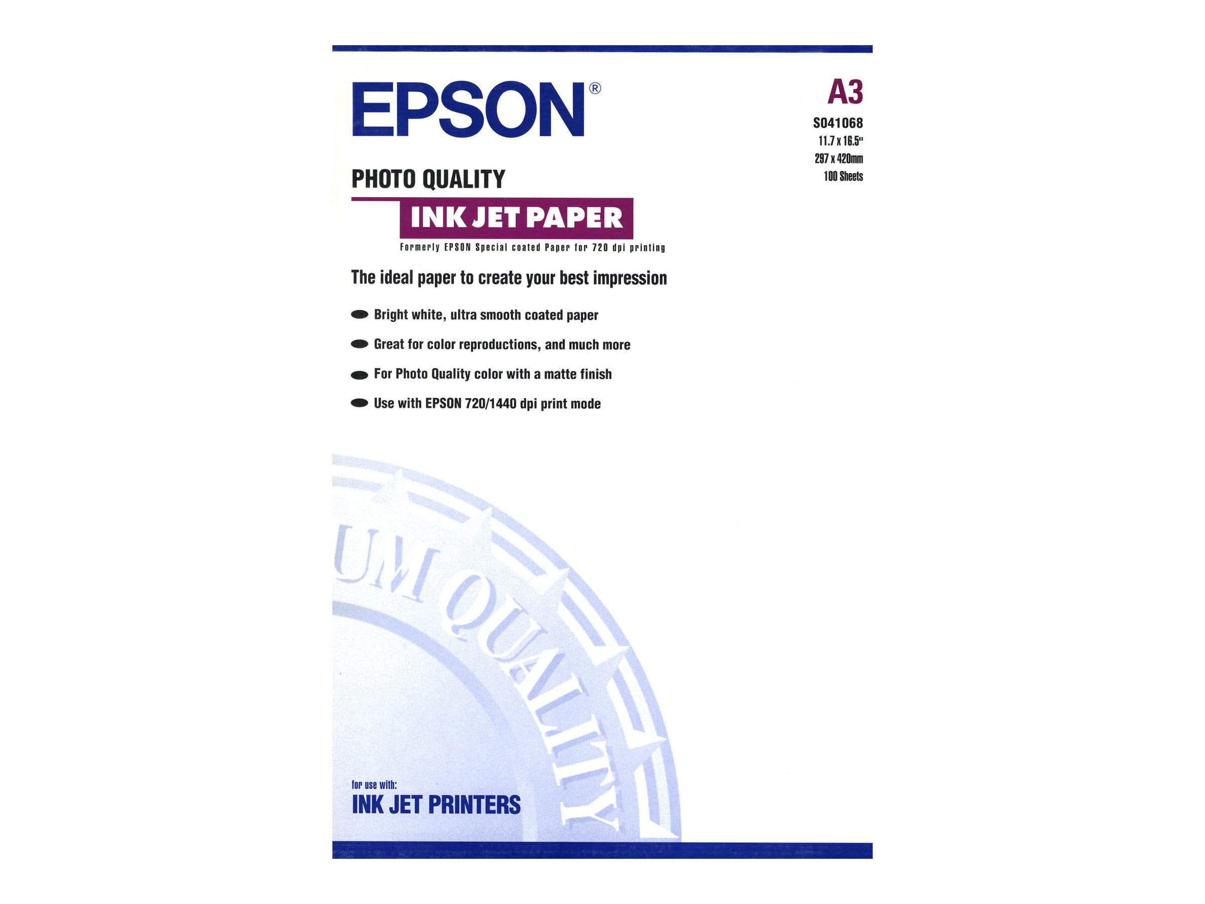 Epson Photo Quality Ink Jet Paper - Matt - A3 (297 x 420 mm)
