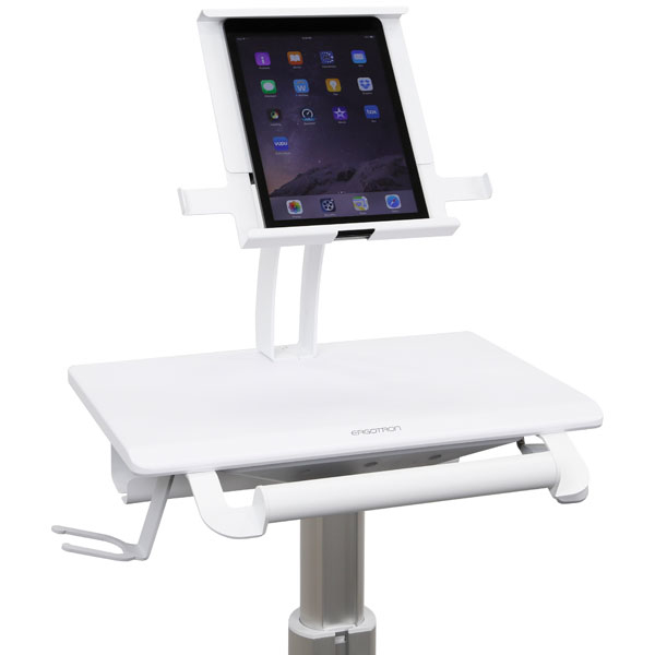 Ergotron Tablet Cart, SV10 - Wagen - für Tablet / Tastatur - medizinisch - Metall - weiß, Aluminium - Bildschirmgröße: bis zu 30,5 cm (bis zu 12 Zoll)