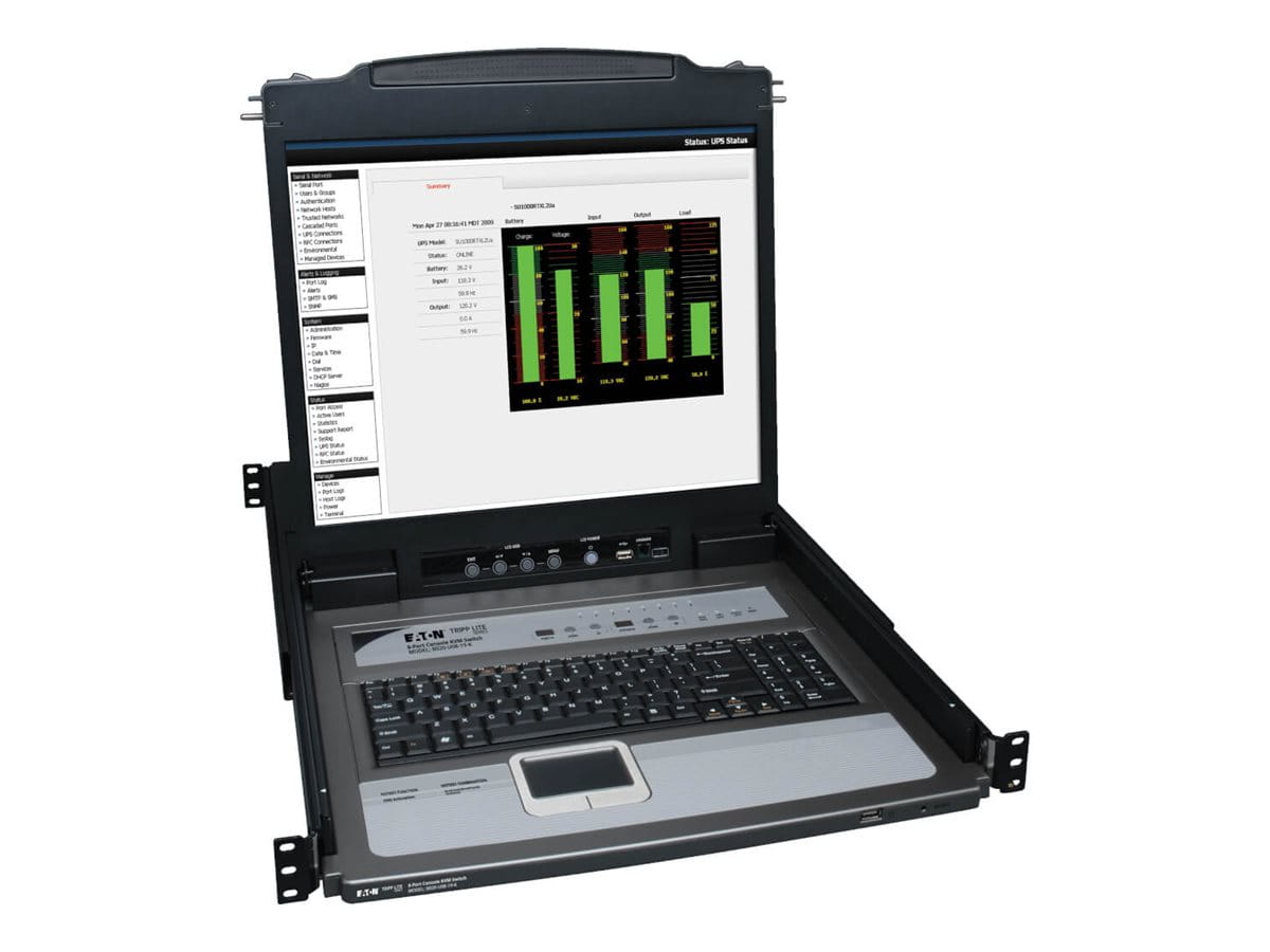 Tripp Eaton Tripp Lite Series 8-Port Rack Console KVM Switch w/19" LCD & 8 PS2/USB Cables 1U - KVM-Konsole mit KVM-Switch - 8 Anschlüsse - 48.3 cm (19")