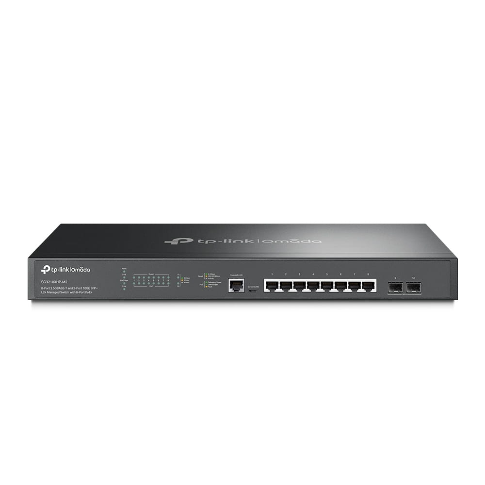 TP-LINK Omada TL-SG3210XHP-M2 V2 - Switch - managed - 8 x 10/100/1000/2.5G + 2 x 10 Gigabit SFP+ - an Rack montierbar - PoE+ (240 W)