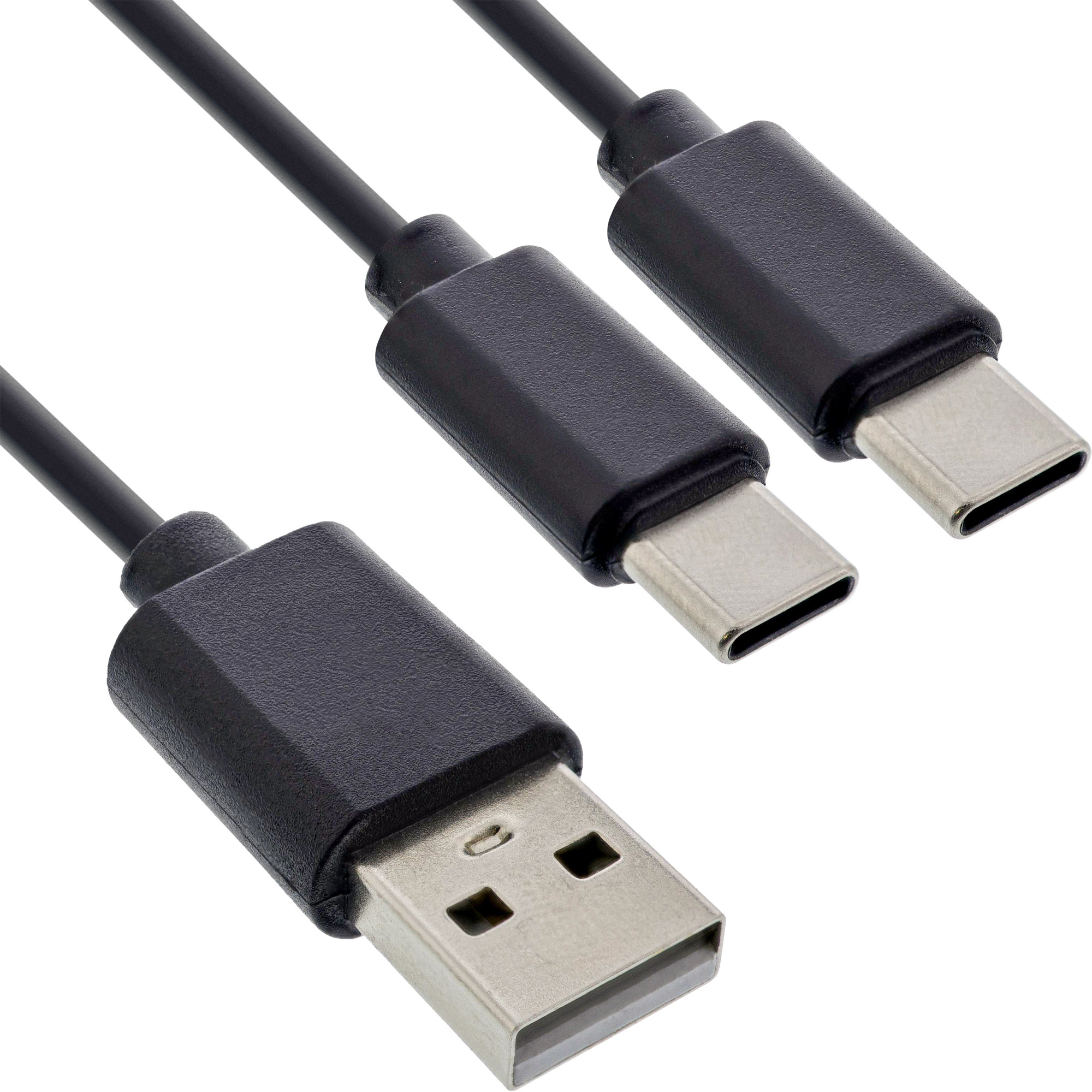 InLine USB 2in1 Y-Ladekabel - 1x USB-A Stecker an 2x USB-C Stecker - 1m