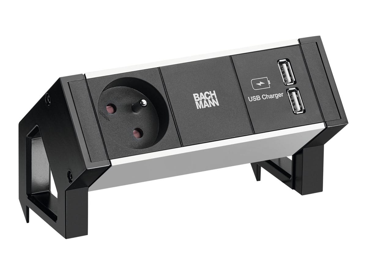Bachmann DESK 2 ALU - Steckdosenleiste - AC - Eingabe, Eingang GST18 - Ausgangsanschlüsse: 1 (Typ E, 2 x USB)