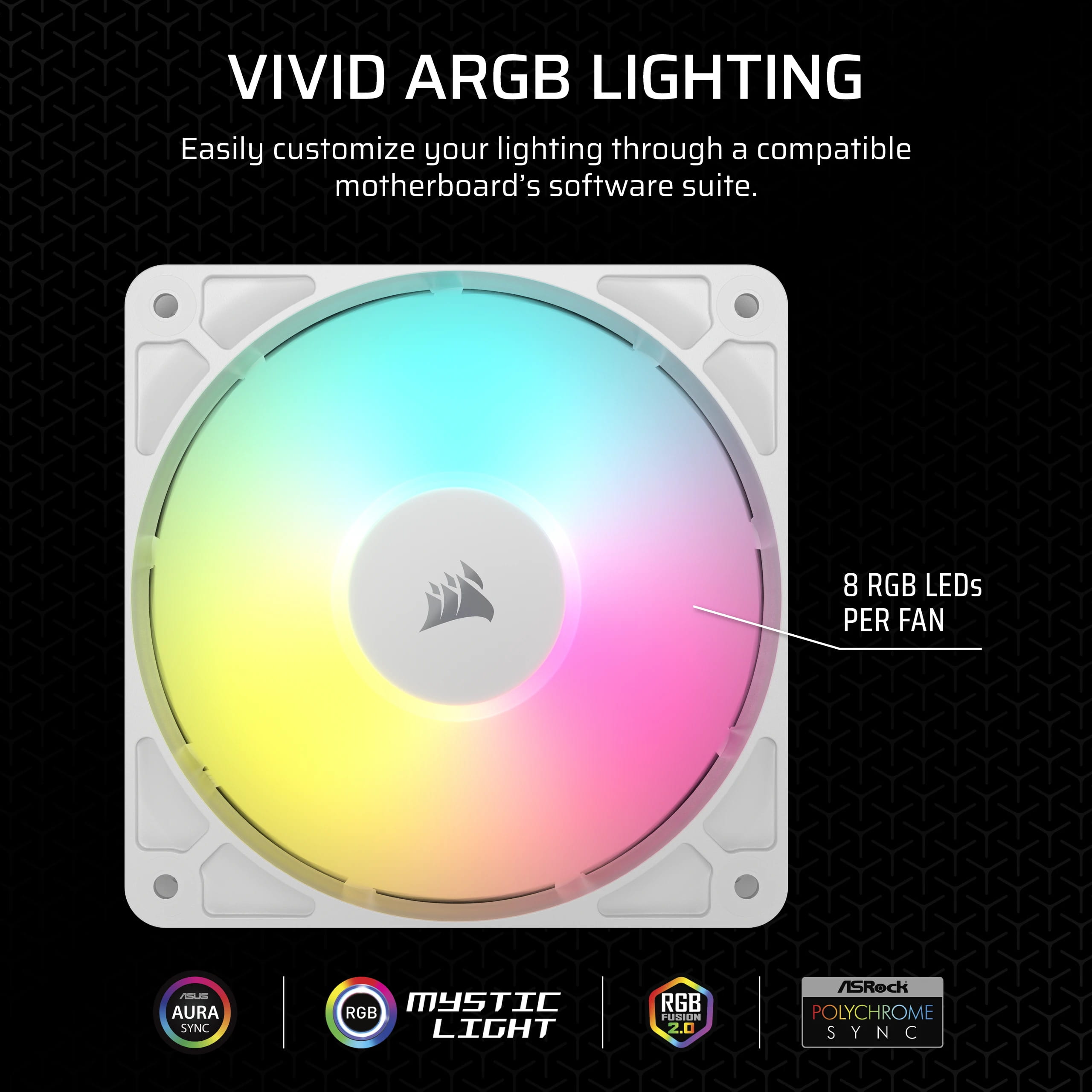Corsair RS120 ARGB Triple Pack - Gehäuselüfter - 120 mm - weiß (Packung mit 3)