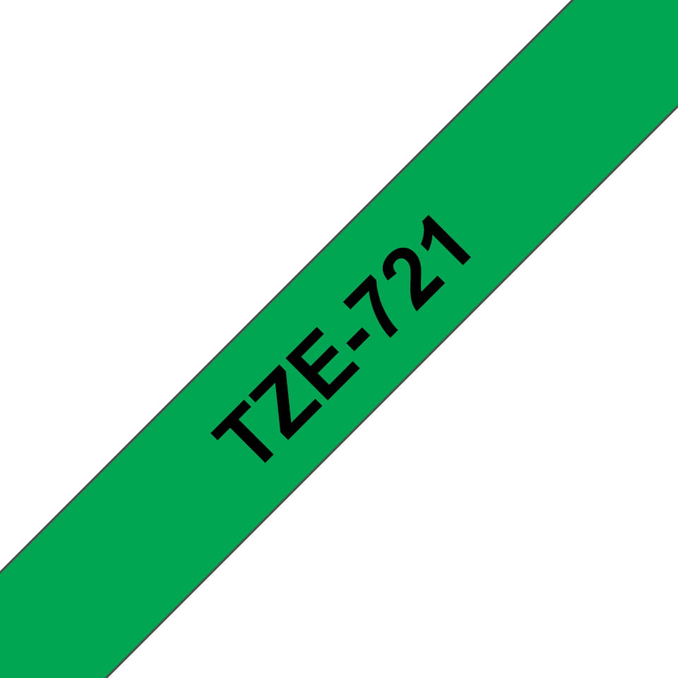 Brother TZe-721 - Schwarz auf Grün - Rolle (0,9 cm x 8 m)