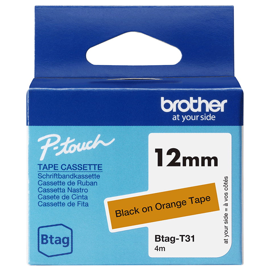 Brother BTAG-T31 - Schwarz auf Orange - Rolle (1,2 cm x 4 m)