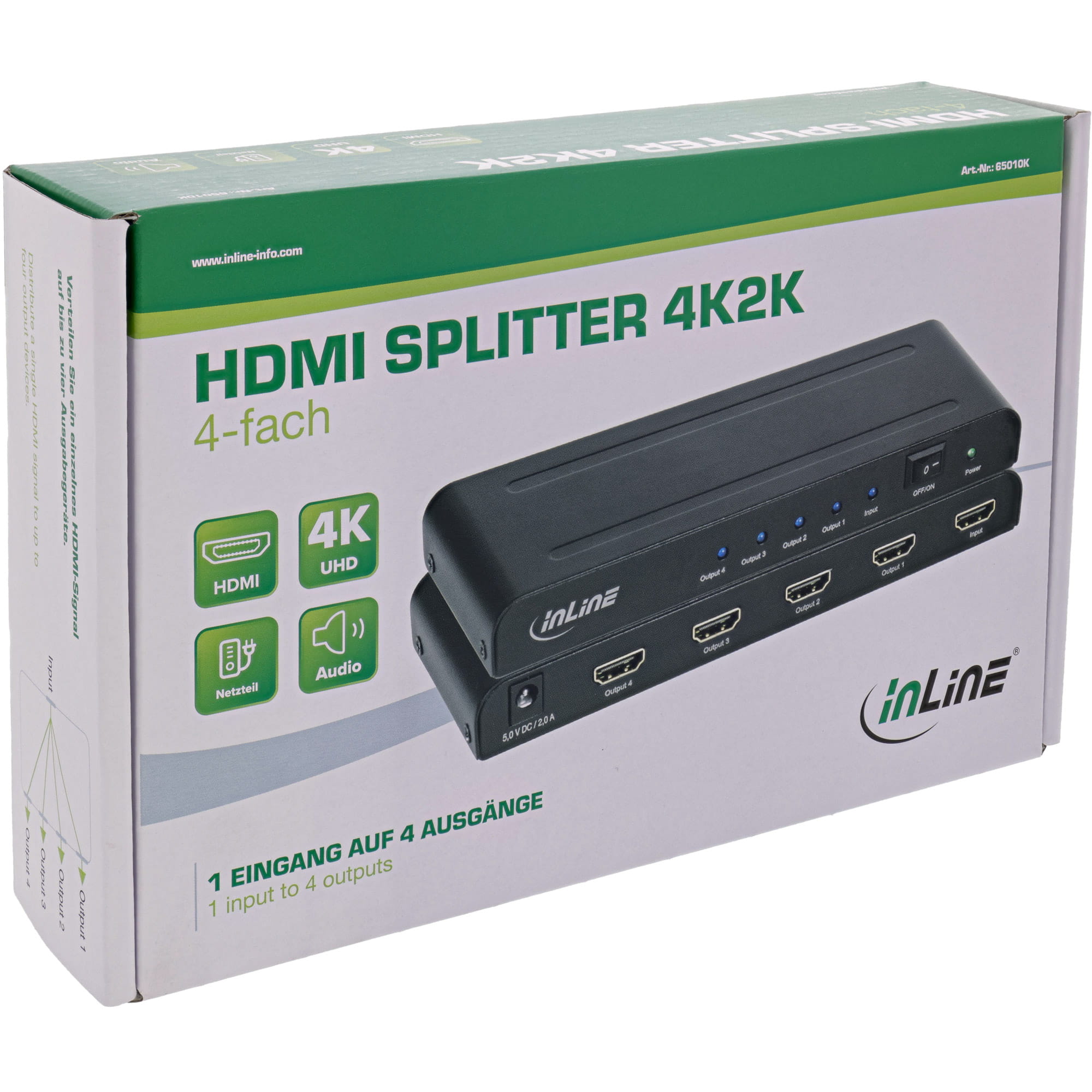 InLine HDMI Splitter/Verteiler - 4-fach - 4K2K@60Hz kompatibel