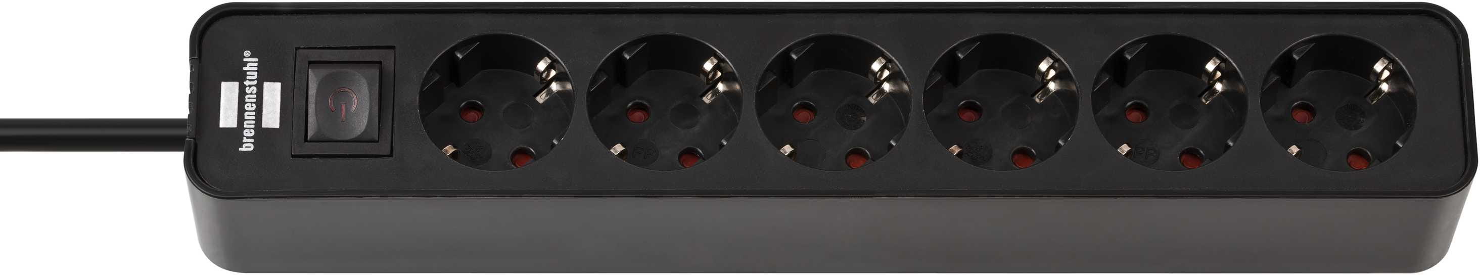 Brennenstuhl 1153260000, 1,5 m, Drinnen, IP20, Schwarz, 6 AC-Ausgänge, 85 mm