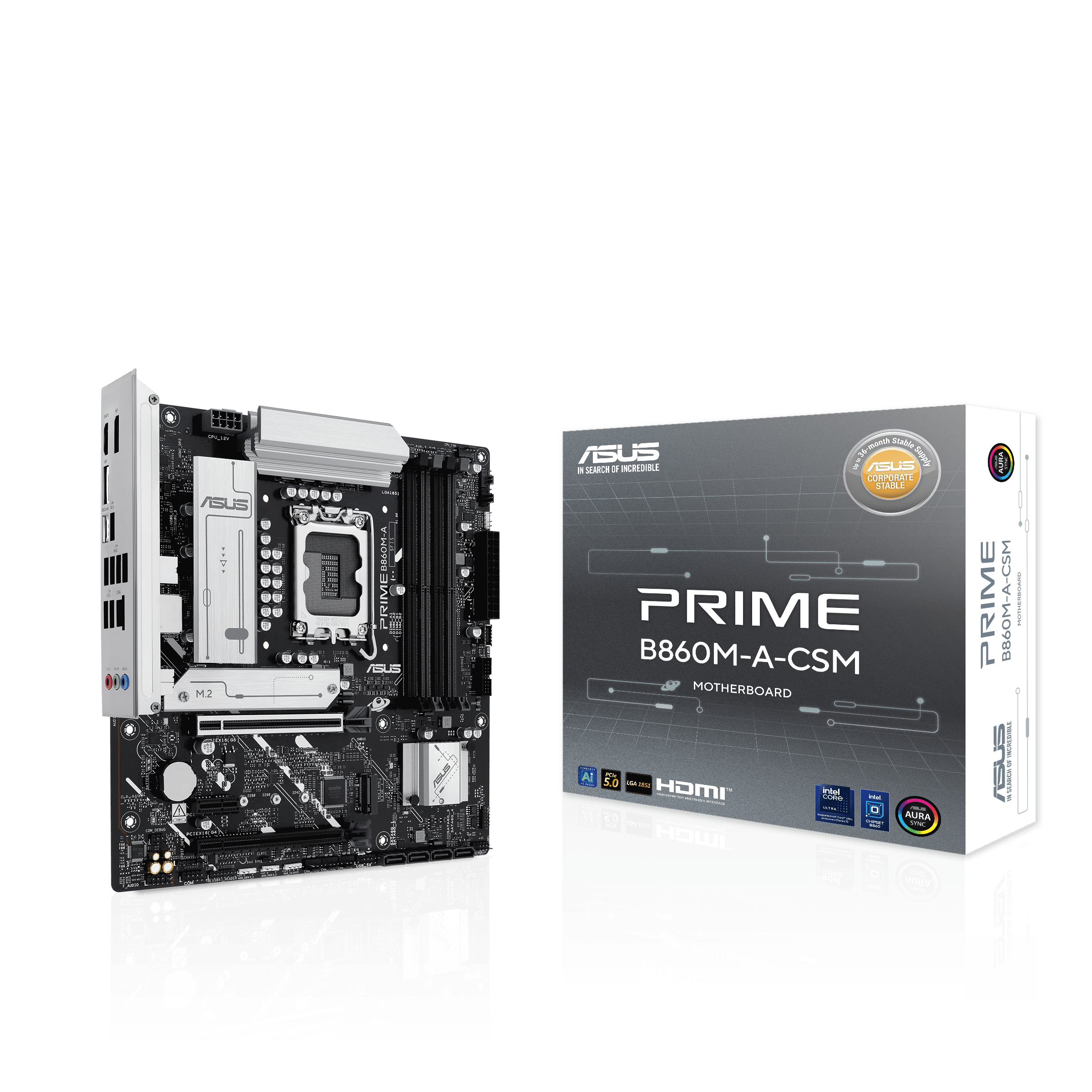 ASUS PRIME B860-PLUS-CSM - Motherboard - ATX - LGA1851-Sockel - B860 Chipsatz - USB-C 3.2 Gen 2x2, USB 3.2 Gen 2, USB 3.2 Gen 1, USB-C 3.2 Gen 1 - 2.5 Gigabit LAN - Onboard-Grafik (CPU erforderlich)