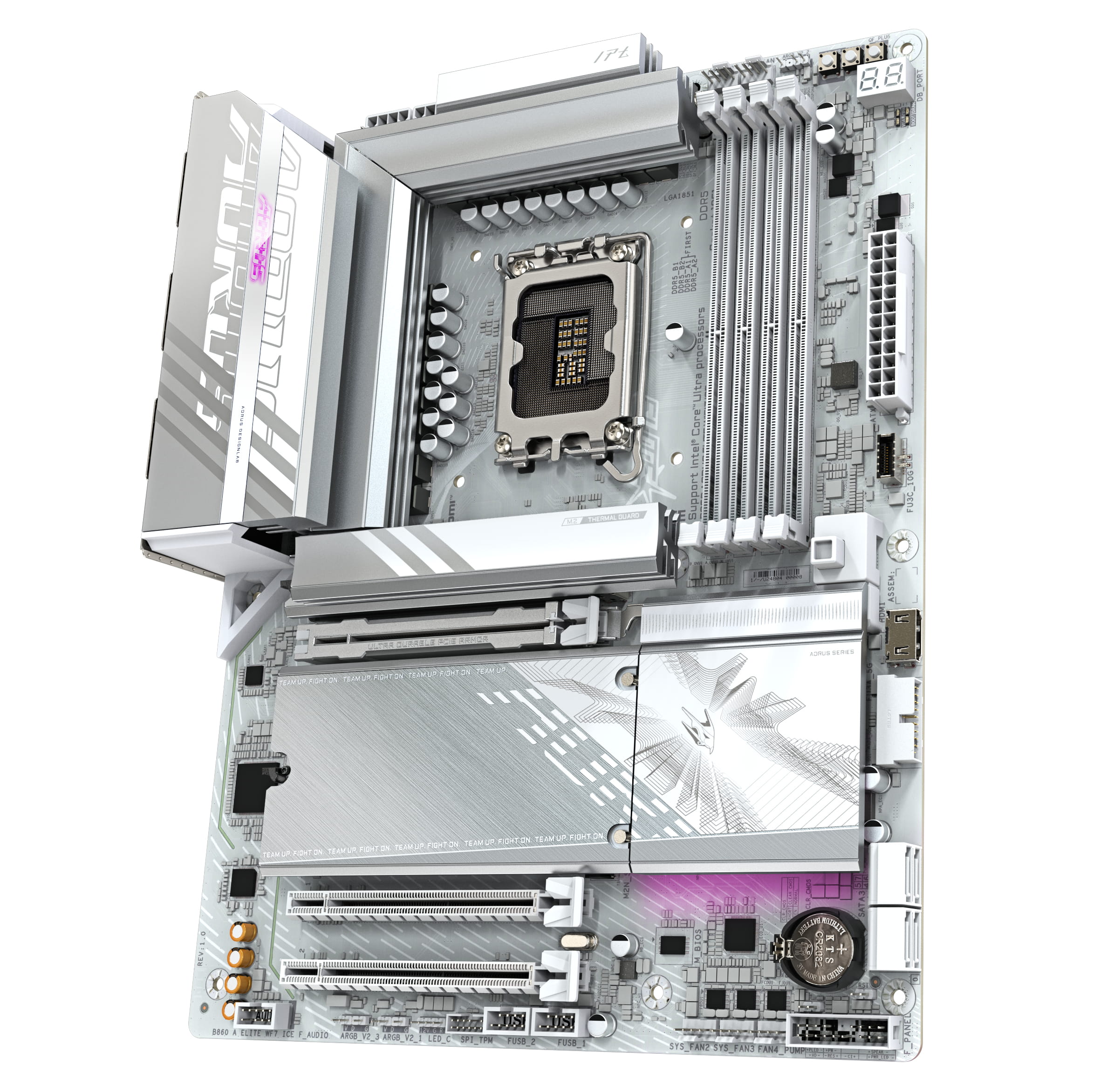 Gigabyte B860 AORUS ELITE WIFI7 ICE Mainboard - Intel Core Ultra CPUs, 14+1+2+1 Phasen VRM, bis zu 9200MHz DDR5, 1xPCIe 5.0 + 2xPCIe 4.0 M.2, 2,5 GbE LAN, WIFI 7, USB 4, Intel, LGA 1851 (Socket V1), Intel Core Ultra (Serie 1), Intel Core Ultra (Series 2)