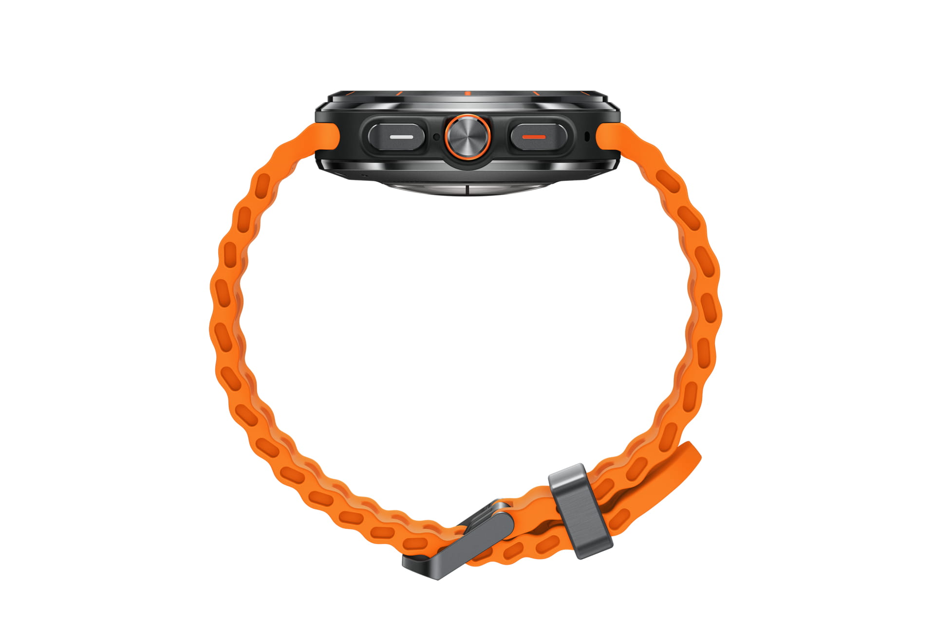 Samsung Galaxy Watch Ultra - 47 mm - titanfarben grau - intelligente Uhr mit Marineband - Gummi - Orange - Bandgröße: S/M/L - Anzeige 3.73 cm (1.5")