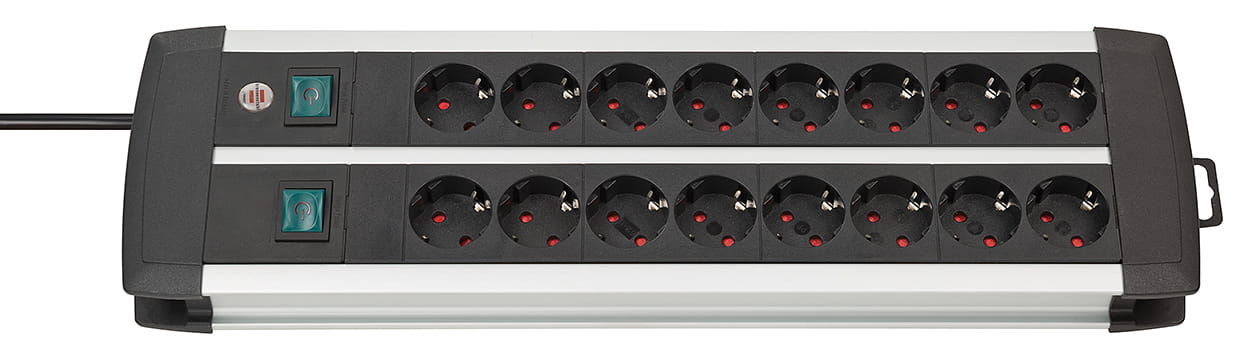 Brennenstuhl 1391000916, 3 m, Drinnen, Aluminium, Schwarz, Weiß, 16 AC-Ausgänge, 515 mm