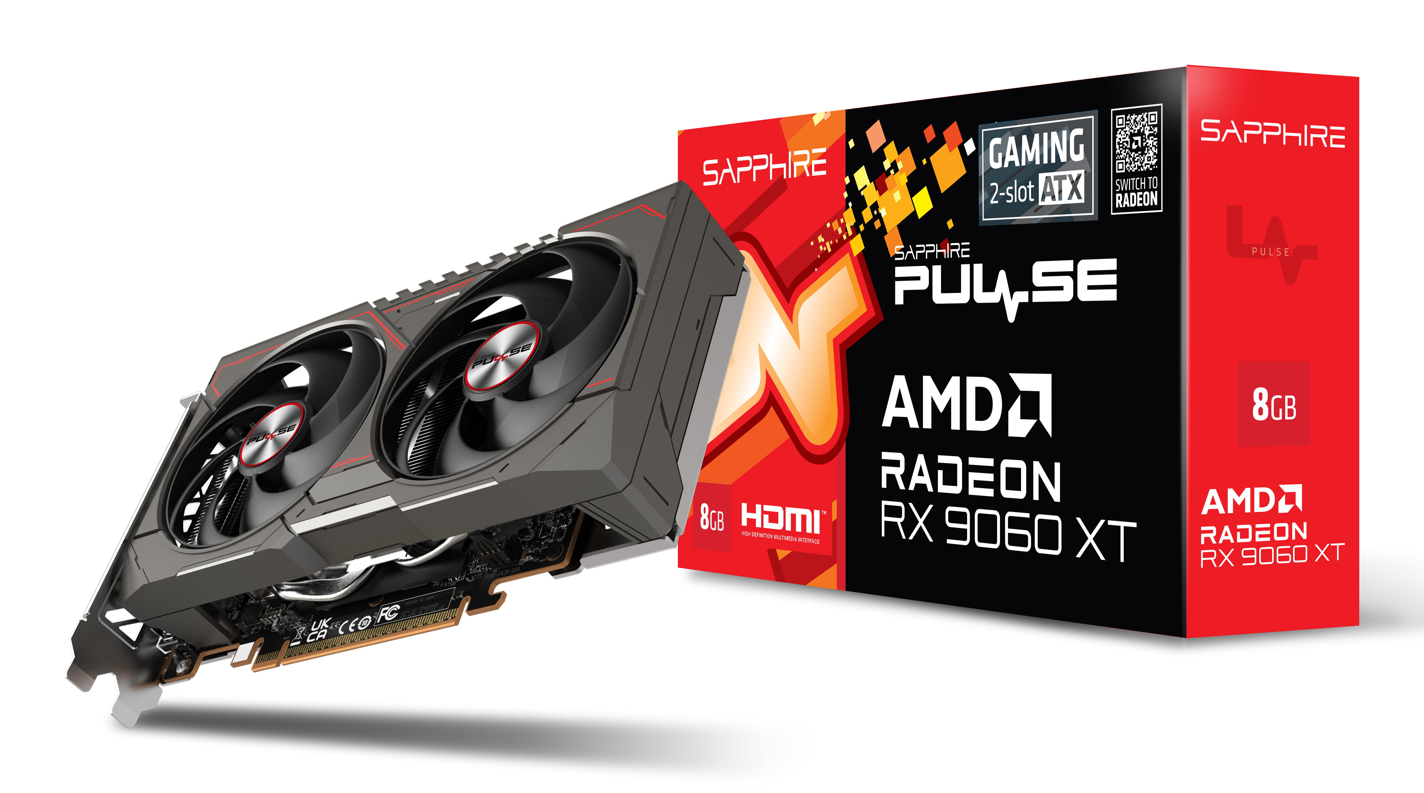 Sapphire PULSE Radeon RX 9060 XT, Radeon RX 9060 XT, 8 GB, GDDR6, 128 Bit, 7680 x 4320 Pixel, PCI Express x16 5.0
