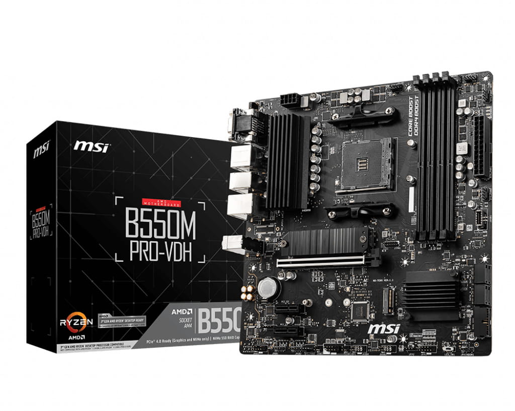 MSI B550M PRO-VDH - Motherboard - micro ATX - Socket AM4 - AMD B550 Chipsatz - USB-C Gen1, USB 3.2 Gen 1 - Gigabit LAN - Onboard-Grafik (CPU erforderlich)