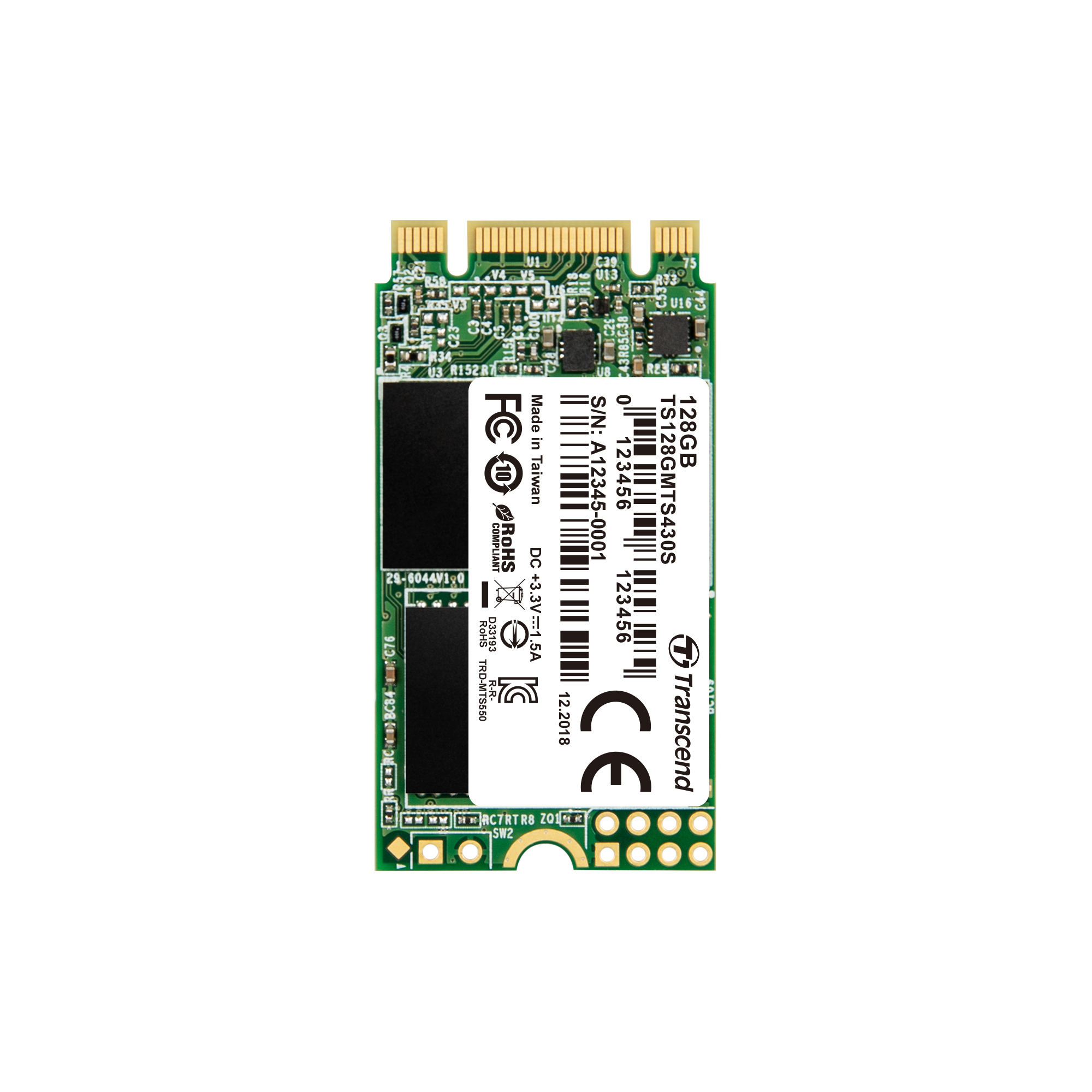 Transcend MTS430S - SSD - 128 GB - intern - M.2