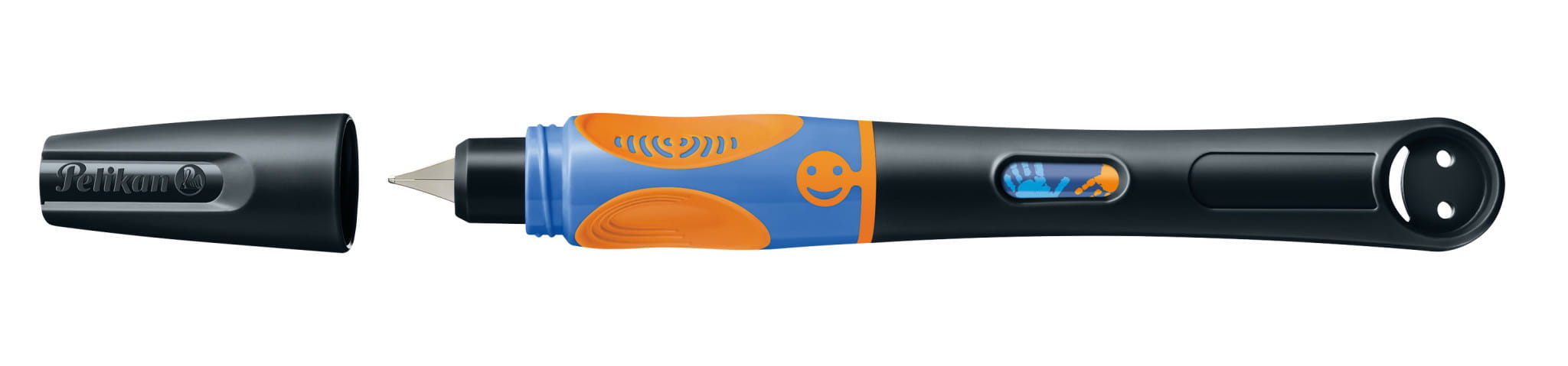 Pelikan griffix® Füller für Rechtshänder, Neon Black, Schwarz, Kartuschenfüllsystem, Blau, Kunststoff, Edelstahl, Rechtshändig