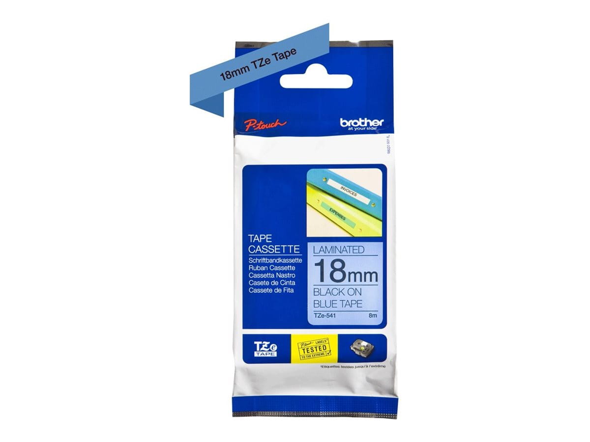 Brother TZe-541 - Standard-Klebstoff - Schwarz auf Blau - Rolle (1,8 cm x 8 m)