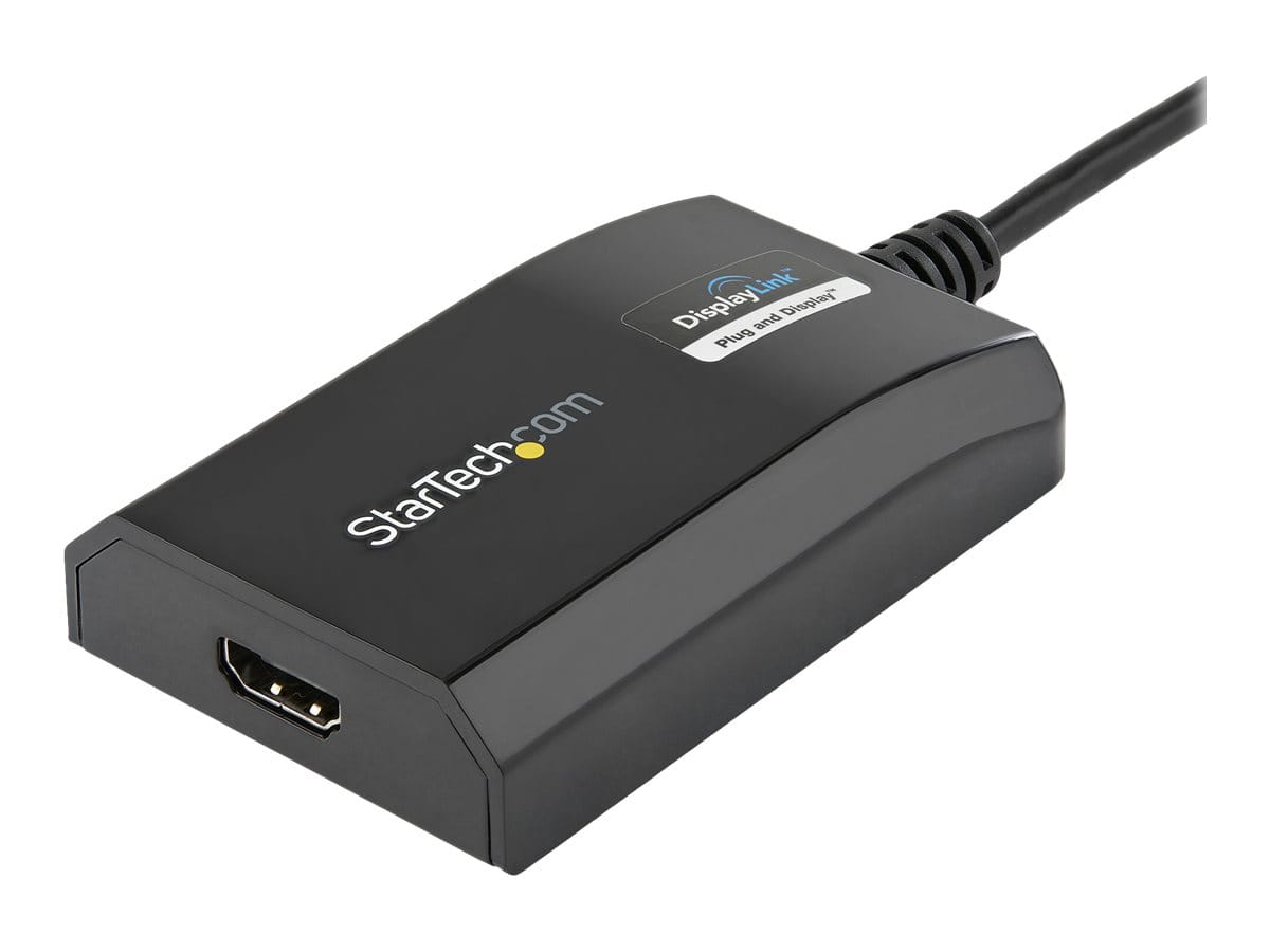StarTech.com USB 3.0 auf HDMI Adapter / Konverter - Externe Monitor Grafikkarte für Mac und PC - DisplayLink Zertifiziert - HD 1080p - Adapterkabel - USB Typ A männlich zu HDMI weiblich - 16 cm - Schwarz - 1920 x 1200 (WUXGA)