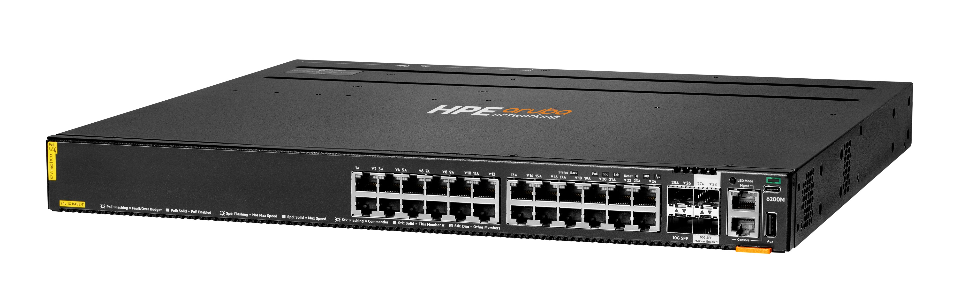 HPE Aruba Networking 6200M 24G Class4 PoE 4SFP+ - Switch - L3 - managed - 24 x 10/100/1000 (PoE+)