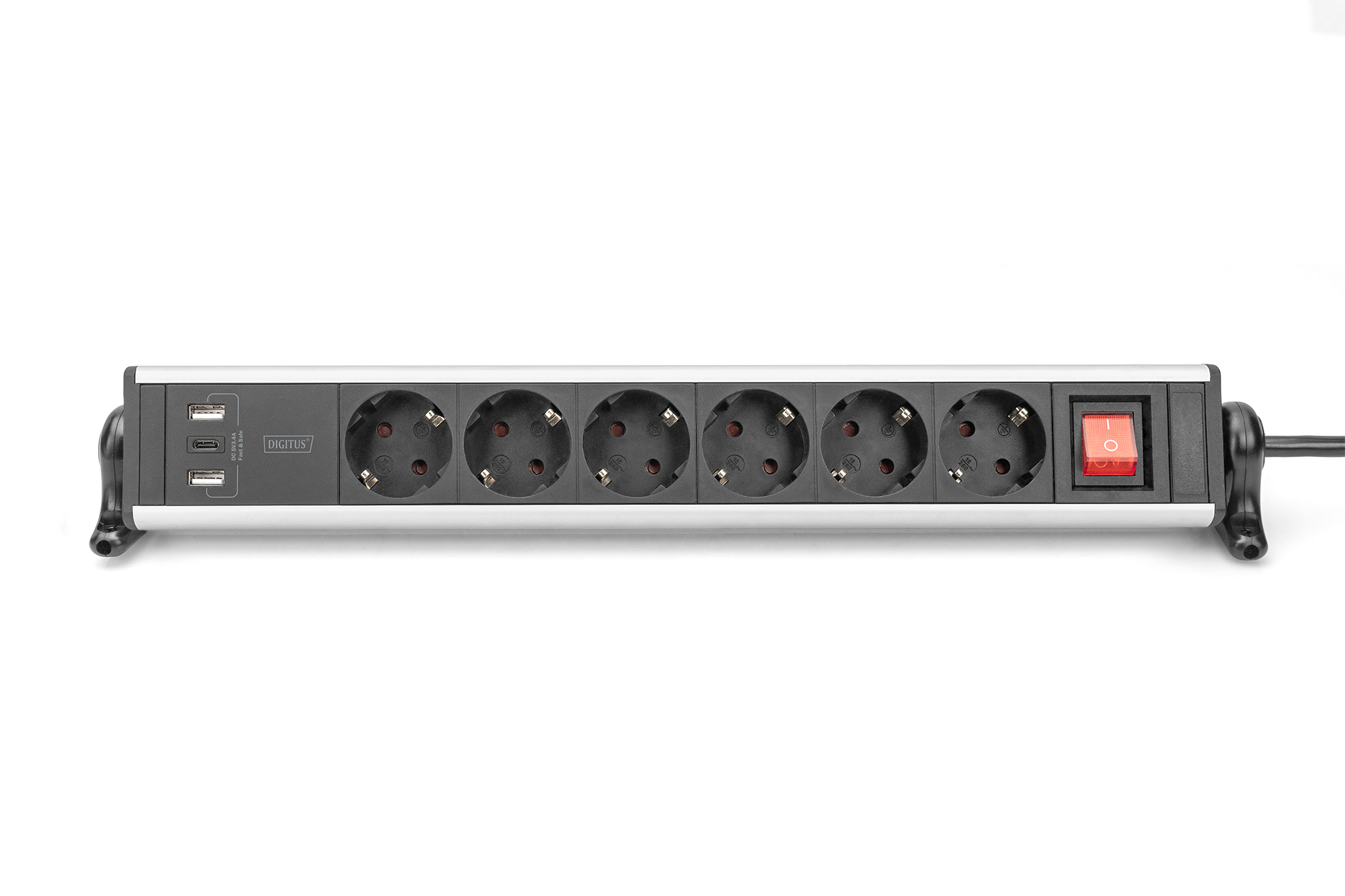 DIGITUS 6-fach Office-Steckdosenleiste mit 3x USB-Anschlüssen