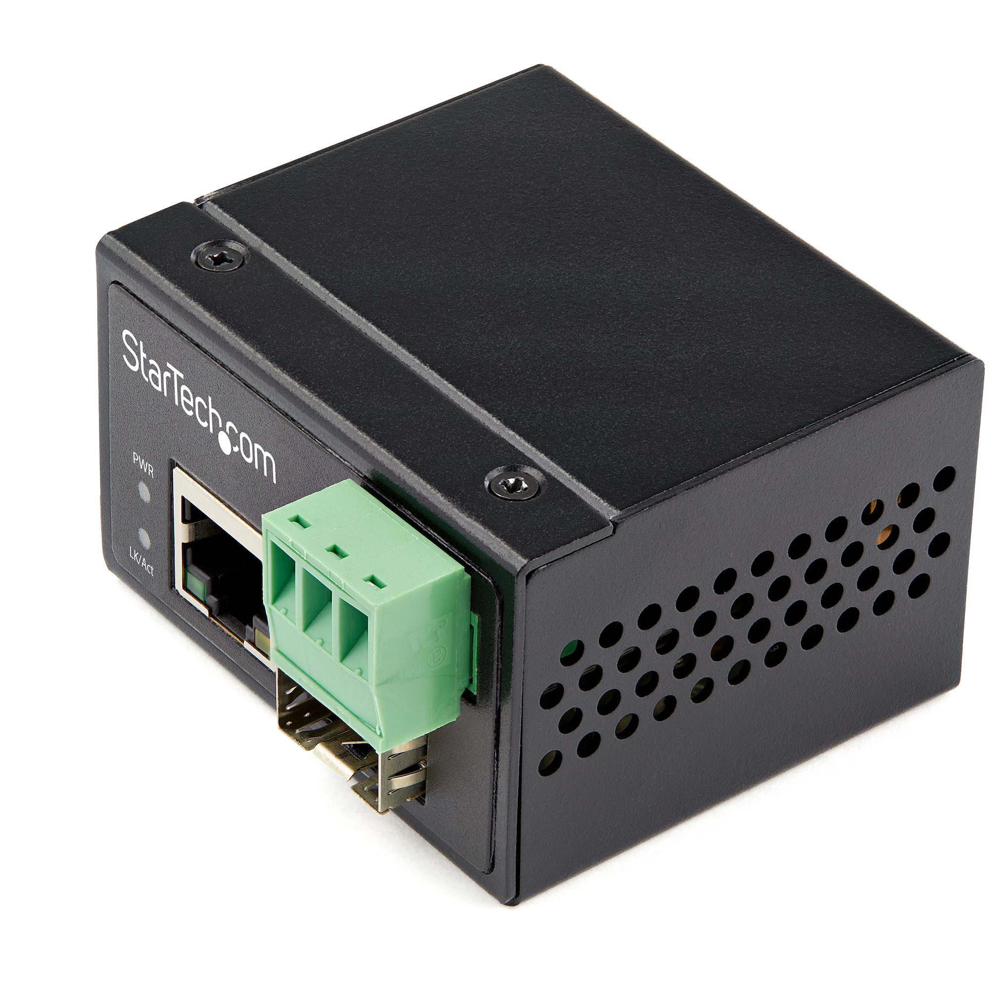 StarTech.com Industrial Media Converter - 100 Mbit/s Medienkonverter LWL Kupfer - Singlemode-/Multimode Glasfaser auf Kupfer Netzwerk - 12-56 V DC - IP-30/-40&deg;C bis 75&deg;C (IMC100MSFP)
