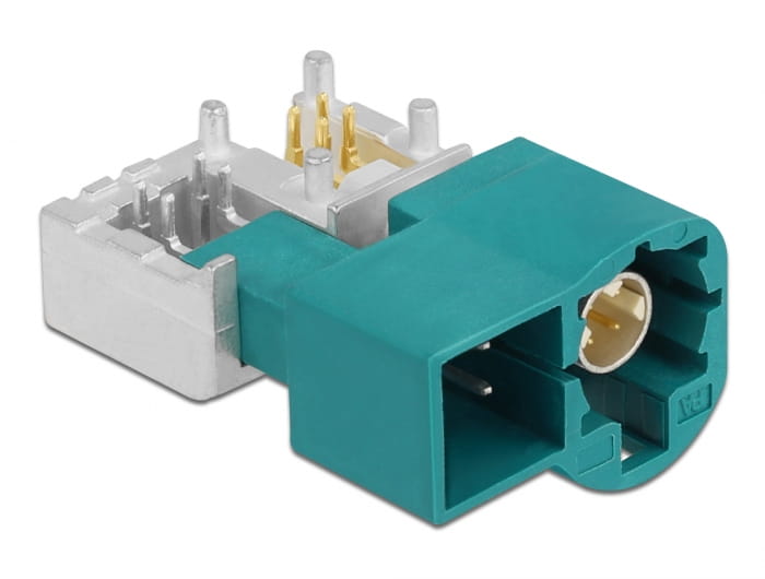 Delock HSD Z Stecker +4 Power Pins PCB, HSD Z, Männlich, 90°, Gold, Blau, Messing