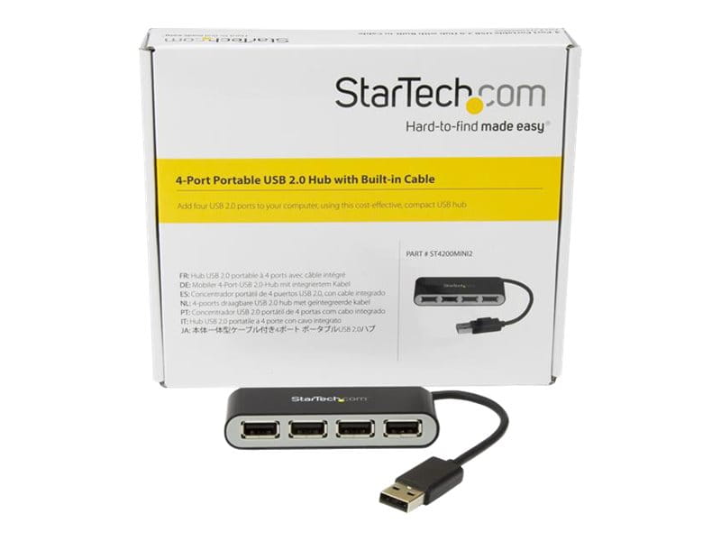 StarTech.com Mobiler 4-Port-USB 2.0-Hub mit integriertem