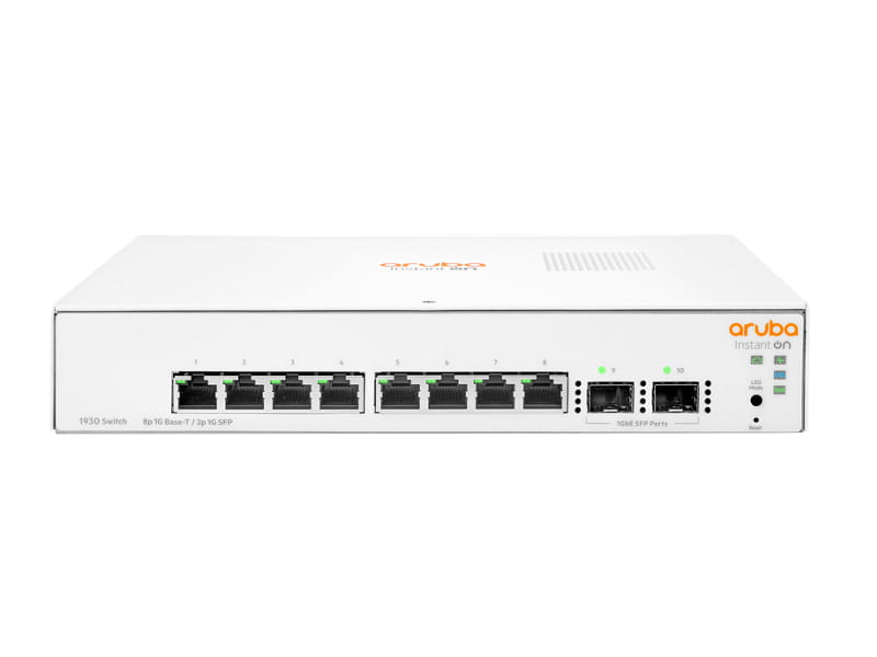 HPE Aruba Networking Networking Instant On Switch 8p Gigabit 2p SFP 1930, Managed, L2/L3/L4, Gigabit Ethernet (10/100/1000), Vollduplex, Rack-Einbau, 1U