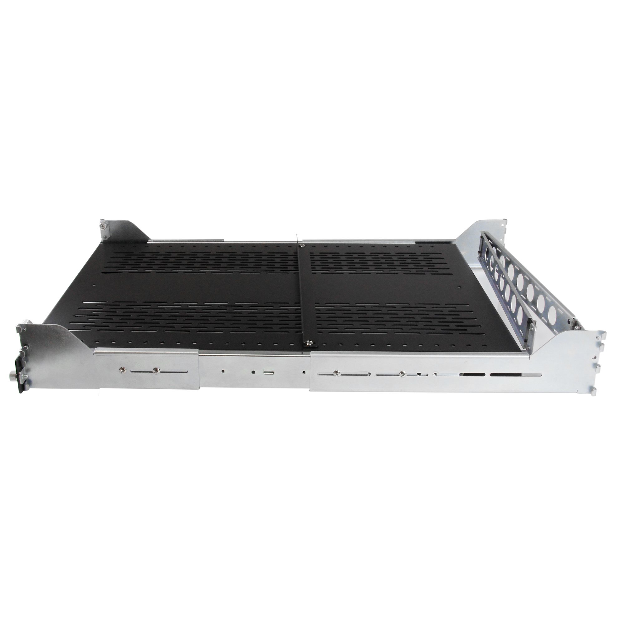 StarTech.com 2HE ausziehbarer belüfteter Fachboden für 19 Serverschrank mit Kabelführung / verstellbarer Montagetiefe bis 22,7 kg - Rack - Regal - Schwarz - 2U - 48.3 cm (19")