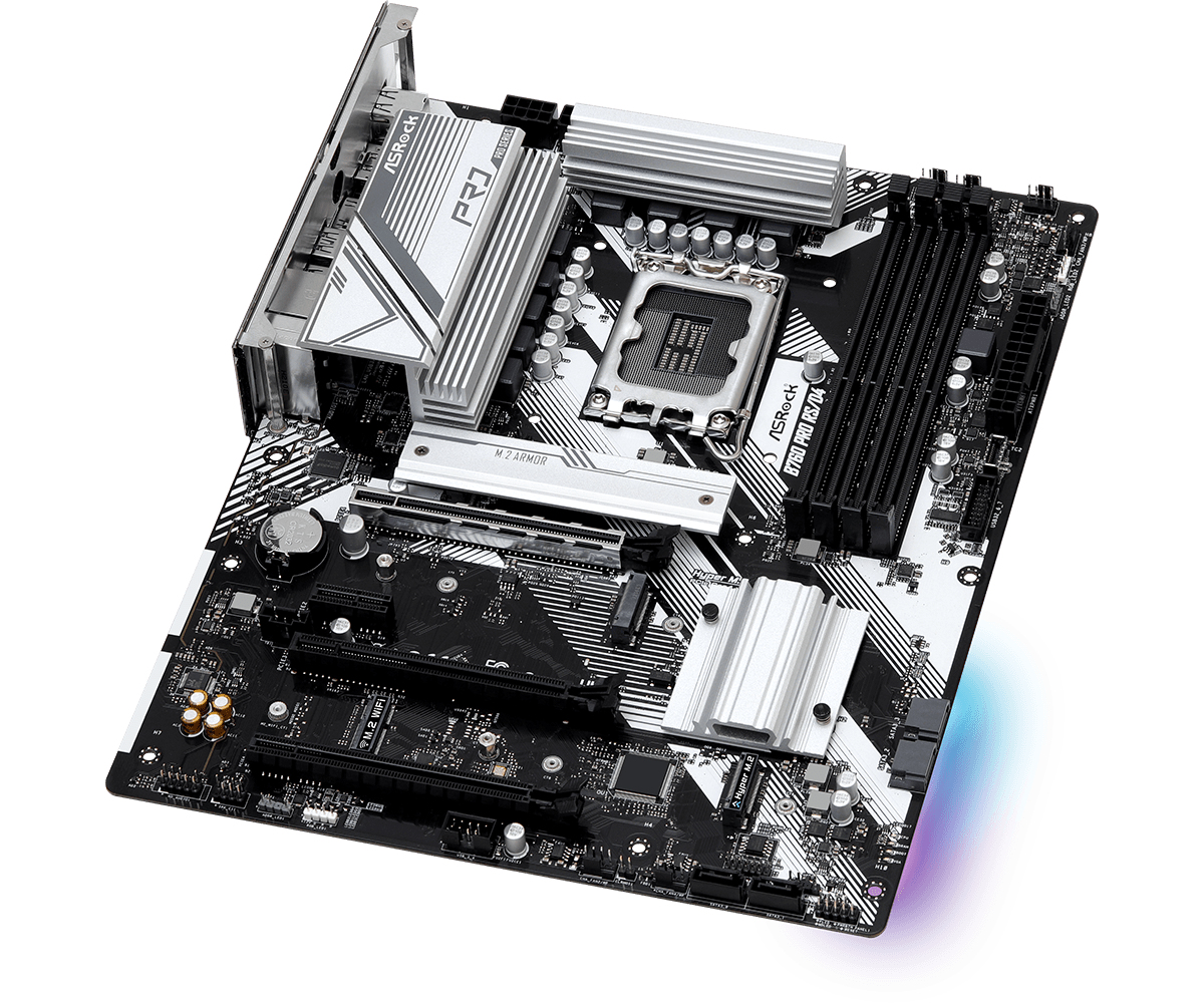ASRock B760 PRO RS/D4 - Motherboard - ATX - LGA1700 Sockel - B760 Chipsatz - USB-C 3.2 Gen2, USB-C 3.2 Gen 1, USB 3.2 Gen 1 - 2.5 Gigabit LAN - Onboard-Grafik (CPU erforderlich)