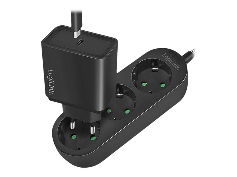 LogiLink Steckdosenleiste - Wechselstrom 250 V - 3680 Watt - Eingabe, Eingang CEE 7/4 - Ausgangsanschlüsse: 3 (3 x Stecker CEE 7/3)
