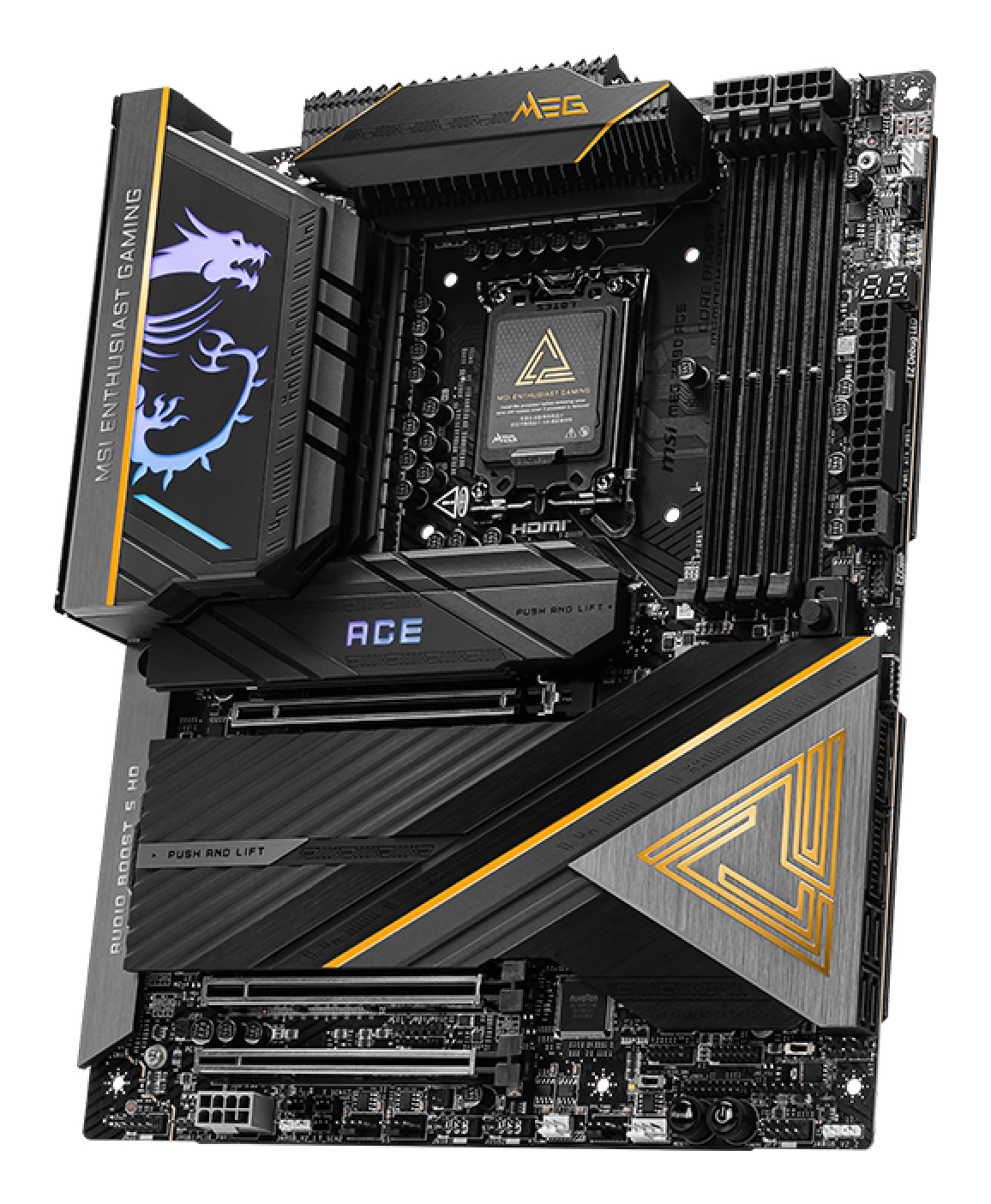 MSI MEG Z890 ACE - Motherboard - ATX - LGA1851 Sockel - Z890 Chipsatz - USB-C 3.2 Gen 2x2, USB 3.2 Gen 1, USB 3.2 Gen 2, USB4, USB-C 3.2 Gen2 - 10 Gigabit LAN, Wi-Fi 7, Bluetooth - Onboard-Grafik (CPU erforderlich)