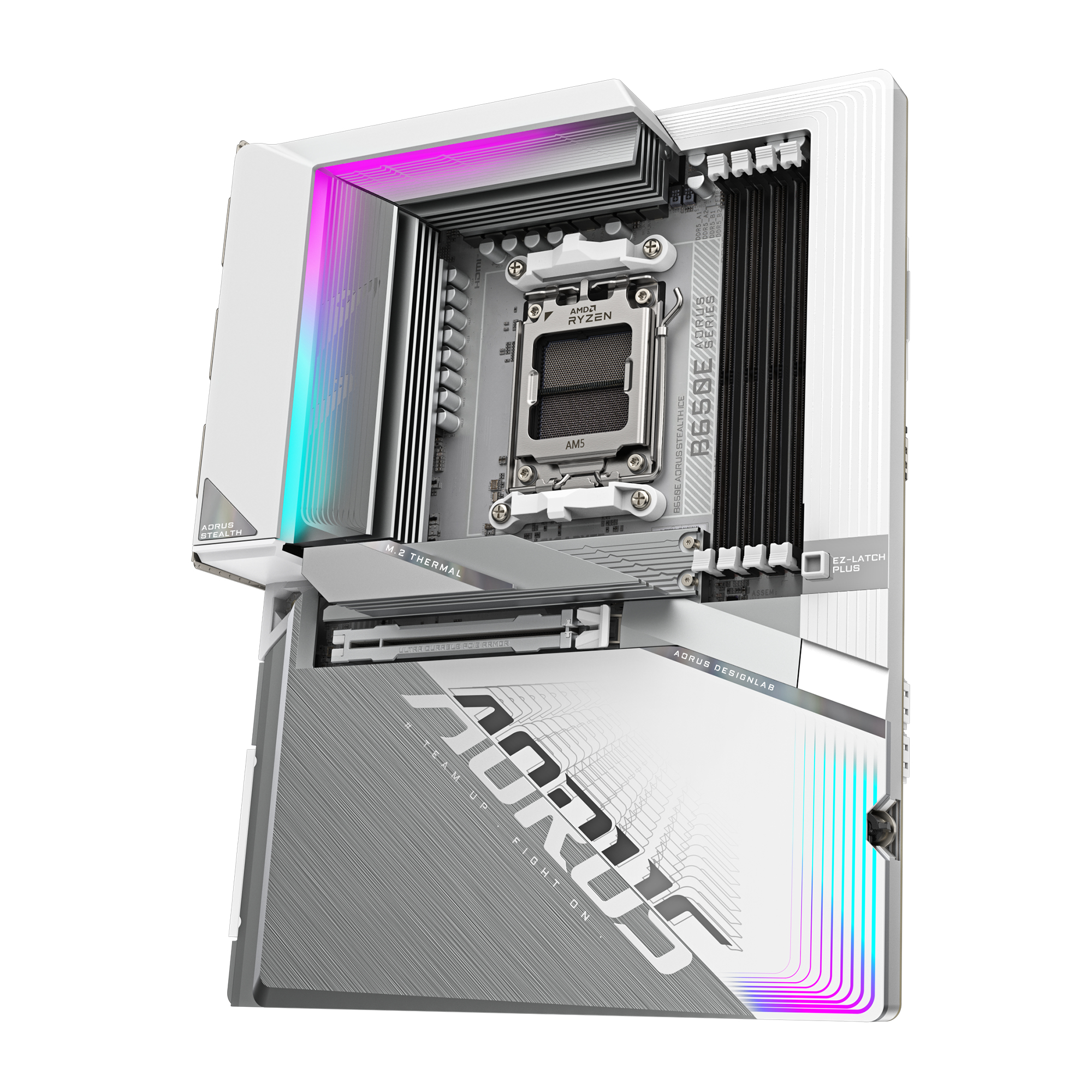 Gigabyte AORUS B650E STEALTH ICE - Motherboard - ATX - Socket AM5 - AMD B650 Chipsatz - USB-C 3.2 Gen2, USB 3.2 Gen 2, USB 3.2 Gen 1, USB-C 3.2 Gen 2x2 - 2.5 Gigabit LAN, Wi-Fi 7, Bluetooth - Onboard-Grafik (CPU erforderlich)