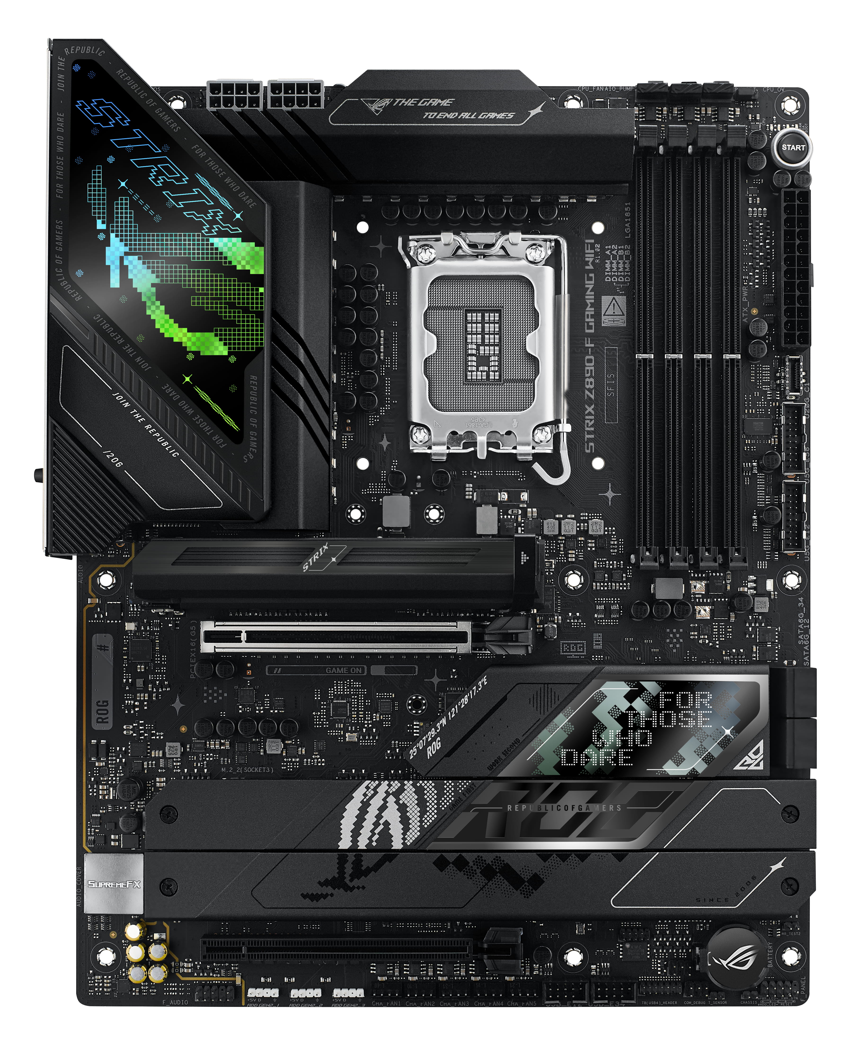ASUS ROG STRIX Z890-F GAMING WIFI - Motherboard - ATX - LGA1851 Sockel - Z890 Chipsatz - USB-C 3.2 Gen 2x2, USB 3.2 Gen 1, USB 3.2 Gen 2, USB-C 3.2 Gen2, USB4 - 2.5 Gigabit LAN, Wi-Fi 7, Bluetooth - Onboard-Grafik (CPU erforderlich)