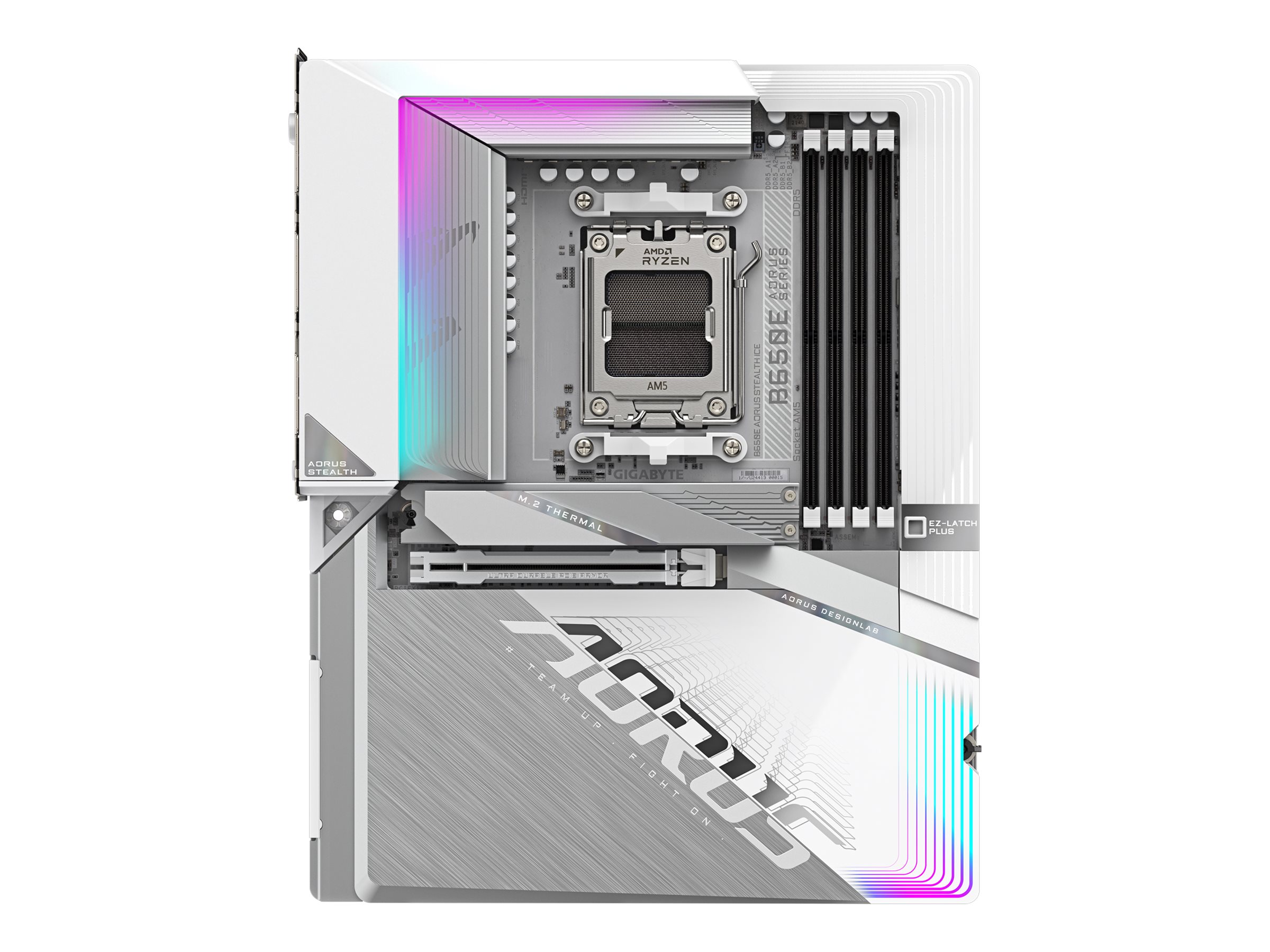 Gigabyte AORUS B650E STEALTH ICE - Motherboard - ATX - Socket AM5 - AMD B650 Chipsatz - USB-C 3.2 Gen2, USB 3.2 Gen 2, USB 3.2 Gen 1, USB-C 3.2 Gen 2x2 - 2.5 Gigabit LAN, Wi-Fi 7, Bluetooth - Onboard-Grafik (CPU erforderlich)