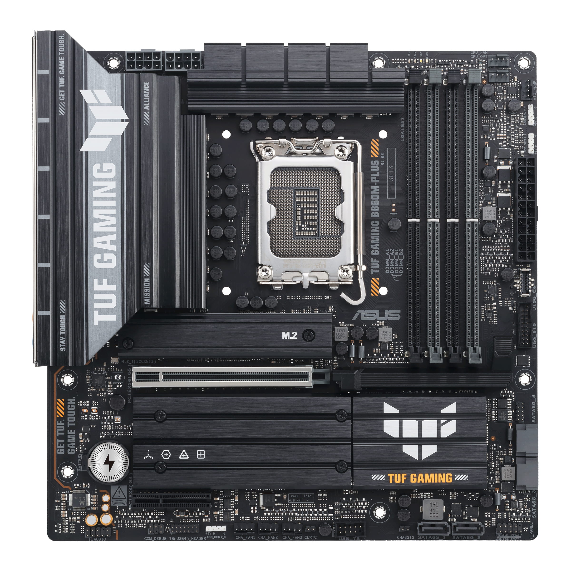 ASUS TUF GAMING B860M-PLUS - Motherboard - micro ATX - LGA1851-Sockel - B860 Chipsatz - USB-C 3.2 Gen 2x2, USB 3.2 Gen 2, USB 3.2 Gen 1, USB-C 3.2 Gen2 - 2.5 Gigabit LAN - Onboard-Grafik (CPU erforderlich)