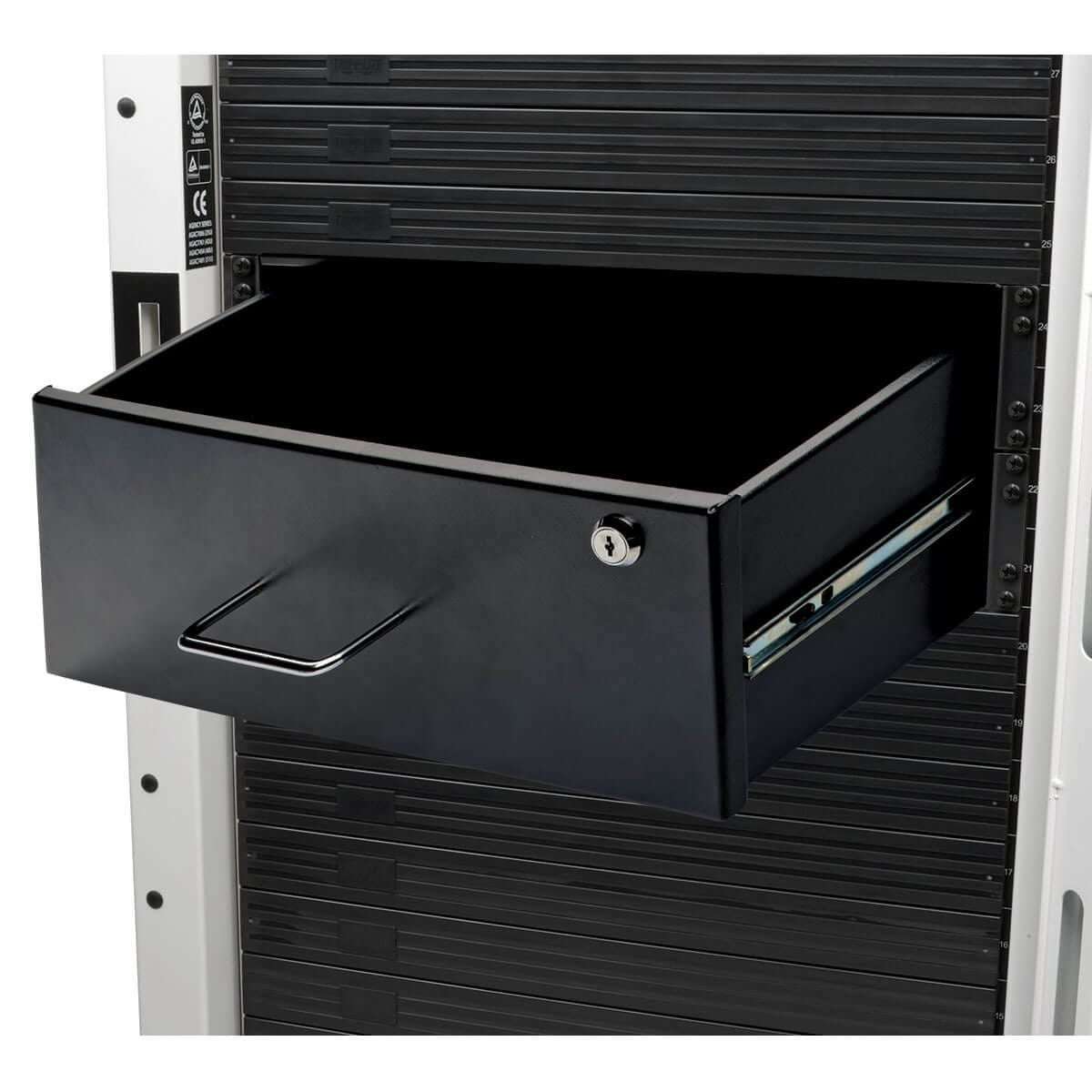 Tripp Eaton Tripp Lite Series 4U Locking Rackmount Storage Drawer Rack Enclosures/ Open Frame - Rack Storage Drawer - Schwarz - 4U - 48.3 cm (19")
