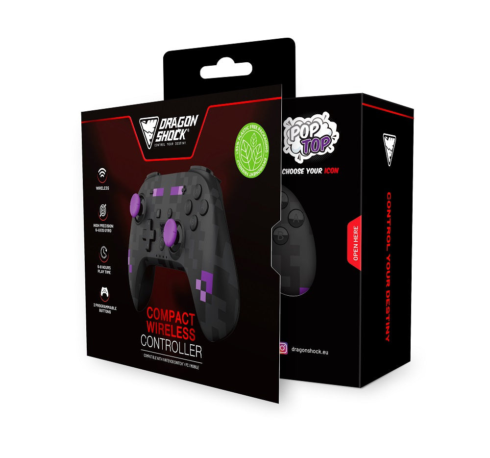 DragonShock PopTop, Gamepad, Nintendo Switch, PC, D-Pad, Home button, Turbo-Taste, Reset-Taste, Schaltfläche Start, Analog / Digital, Kabellos, Bluetooth