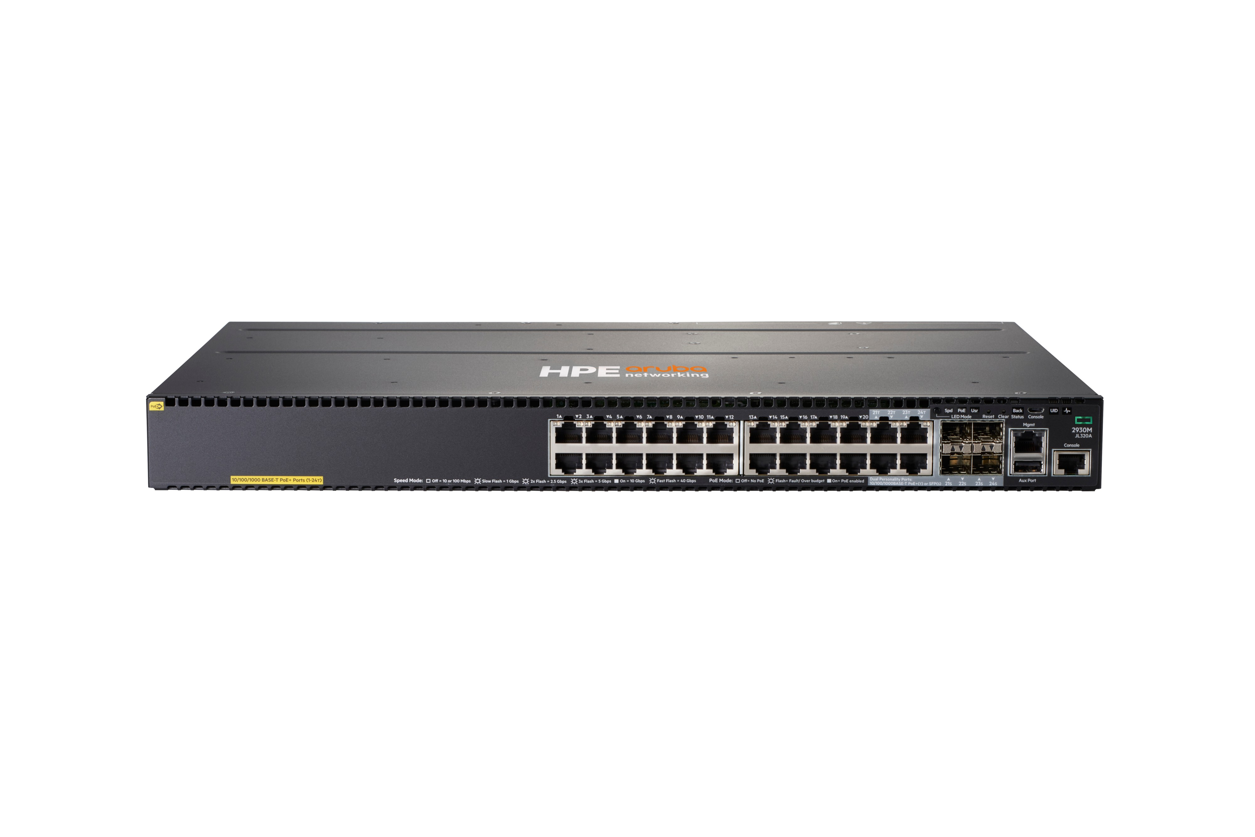 HPE Aruba Networking 2930M 24G POE+ 1-Slot - Switch - L3 - managed - 20 x 10/100/1000 (PoE+)
