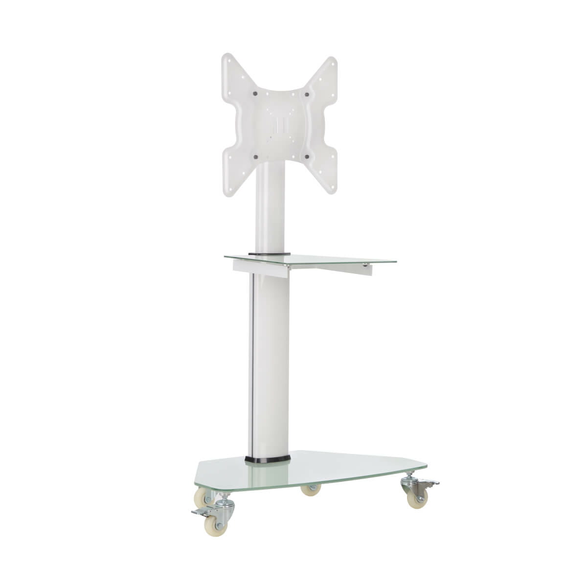 Tripp Eaton Tripp Lite Series Premier Rolling TV Cart for 32" to 55" Displays, Frosted Glass Base and Shelf, Locking Casters, White - Wagen - fest - für Monitor / HDTV - Aluminium, Stahl - weiß - Bildschirmgröße: 81.28-139.7 cm (32"-55")