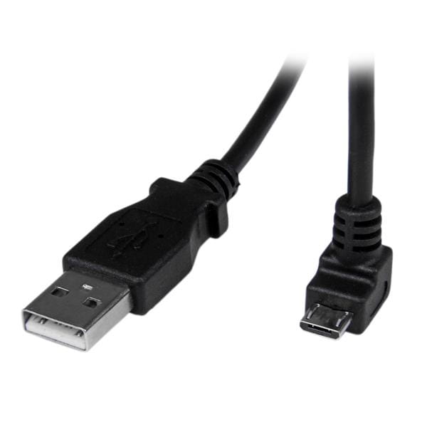 StarTech.com 2m USB 2.0 A auf Micro B Kabel abgewinkelt - Schwarz - USB A / Micro B Datenkabel / Anschlusskabel - USB-Kabel - Micro-USB Typ B (M)