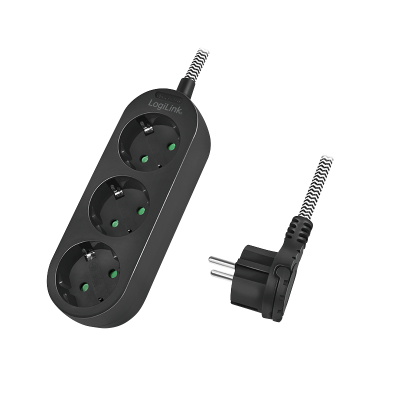 LogiLink Steckdosenleiste - Wechselstrom 250 V - 3680 Watt - Eingabe, Eingang CEE 7/4 - Ausgangsanschlüsse: 3 (3 x Stecker CEE 7/3)