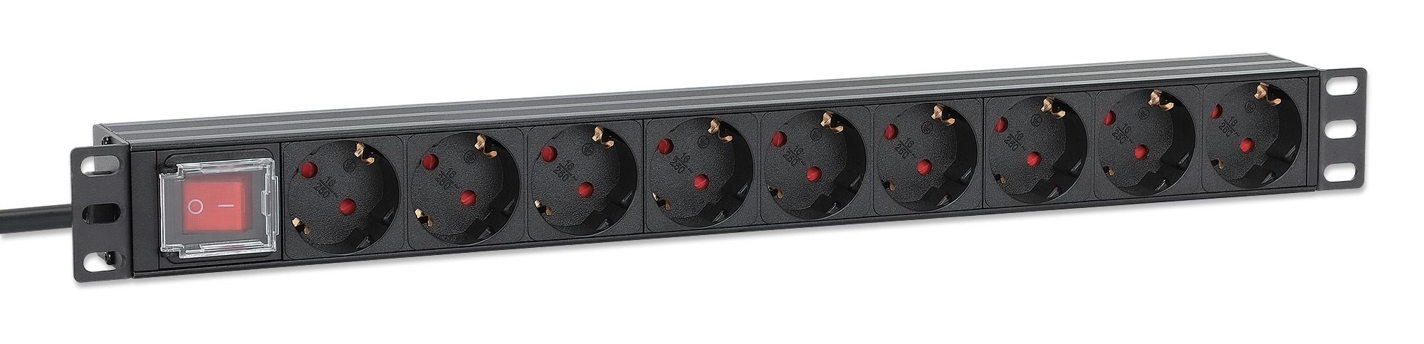 Intellinet 715133, 1U, Aluminium, Schwarz, 9 AC-Ausgänge, Typ F, Typ F