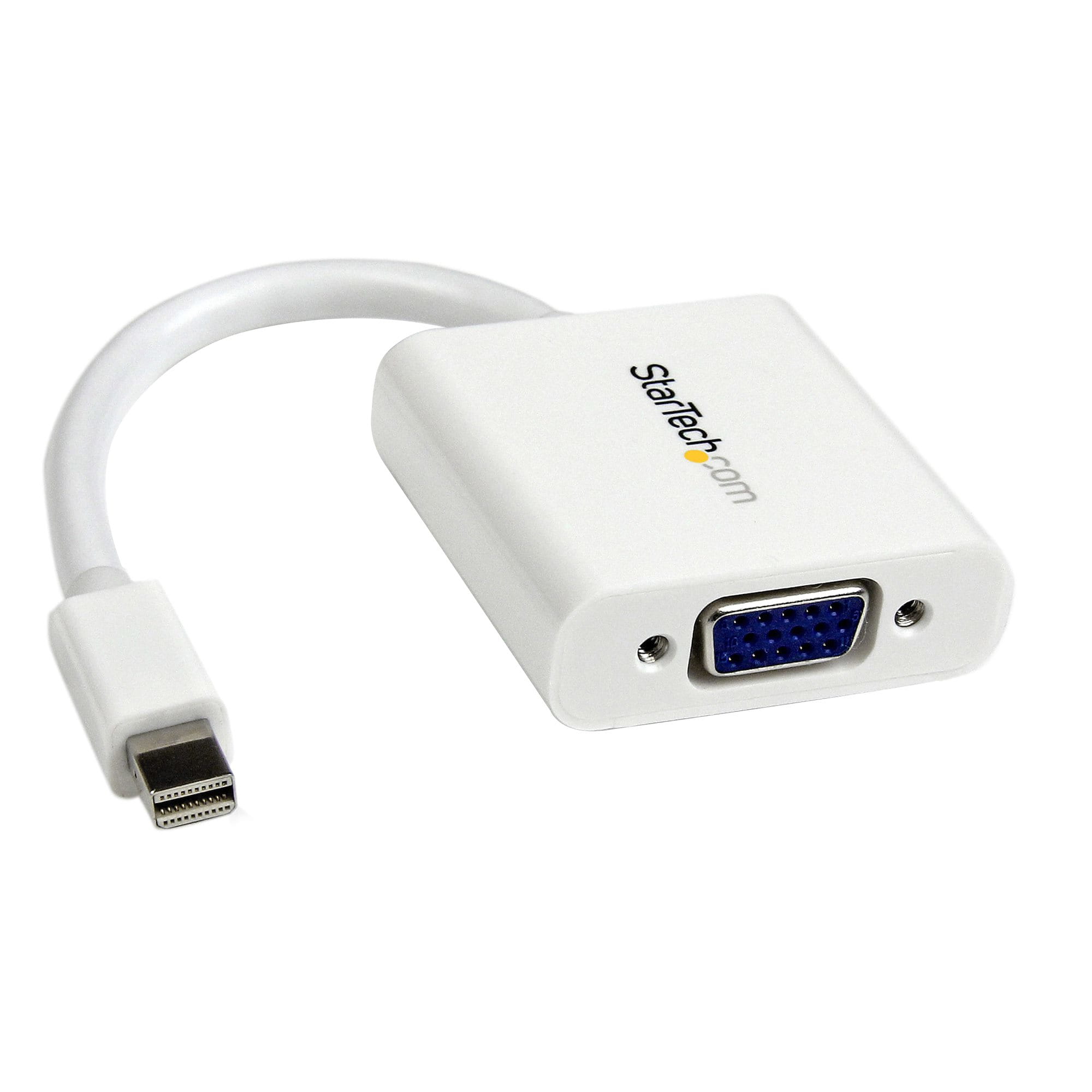StarTech.com Mini DisplayPort to VGA Adapter - White - 1080p - Thunderbolt to VGA Monitor Adapter - Mini DP to VGA Converter (MDP2VGAW)