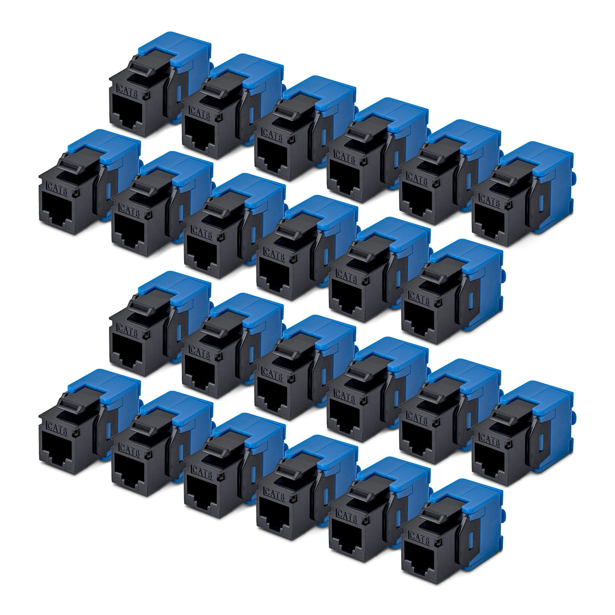 StarTech.com Cat6 Keystone Jack Modul, 24er-Pack RJ45 Ethernet Keystone Buchse, UTP Cat6 Wandbuchse, 180 Grad, werkzeuglos, Schwarz, Flach, Schwarz, Blau, RJ-45, Buchse, Buchse, 10GBase-T