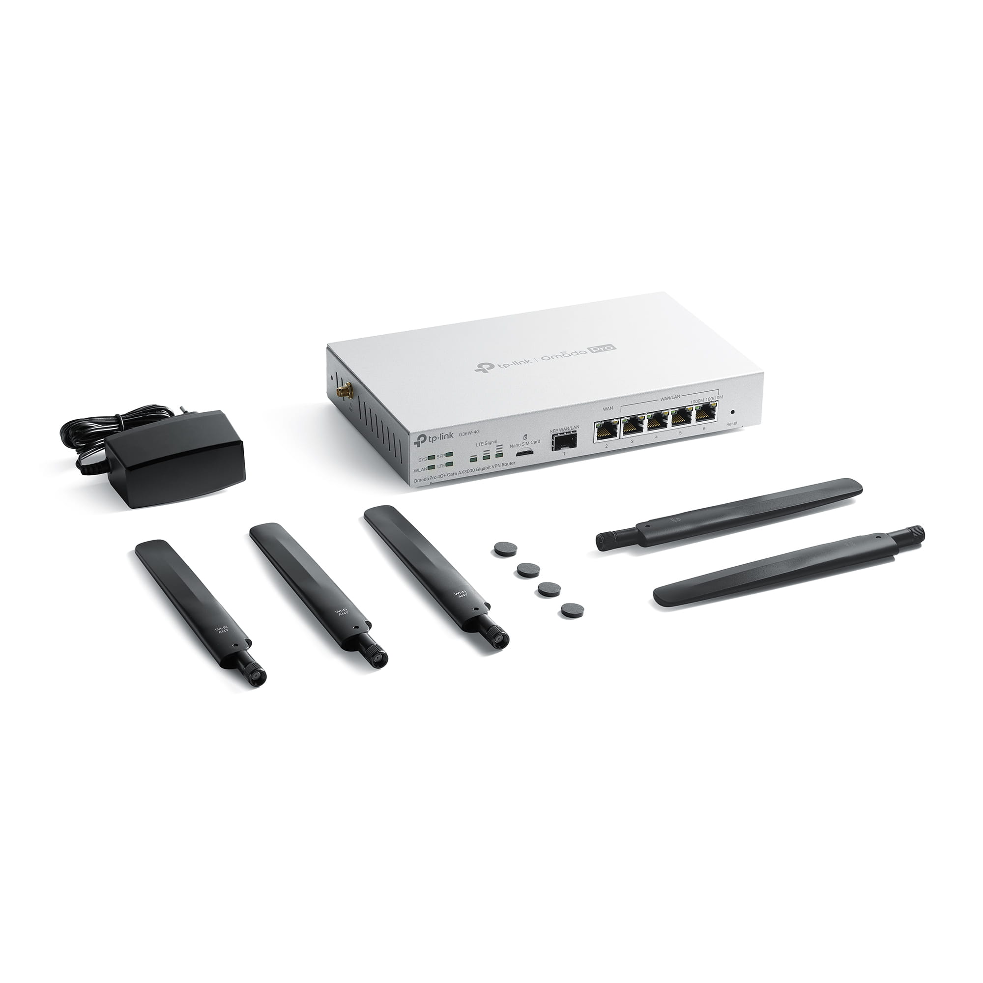 TP-LINK Omada Pro G36W-4G, Wi-Fi 6 (802.11ax), Dual-Band (2,4 GHz/5 GHz), Ethernet/LAN, 4G, Weiß, Tabletop-Router